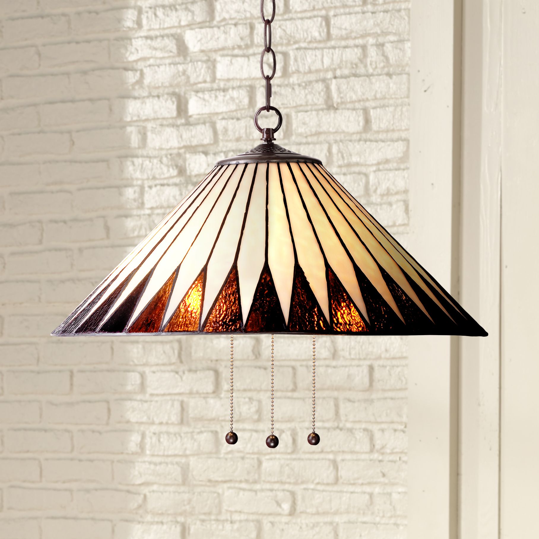 Robert Louis Tiffany Feather 21"W Plug-In Swag Pendant