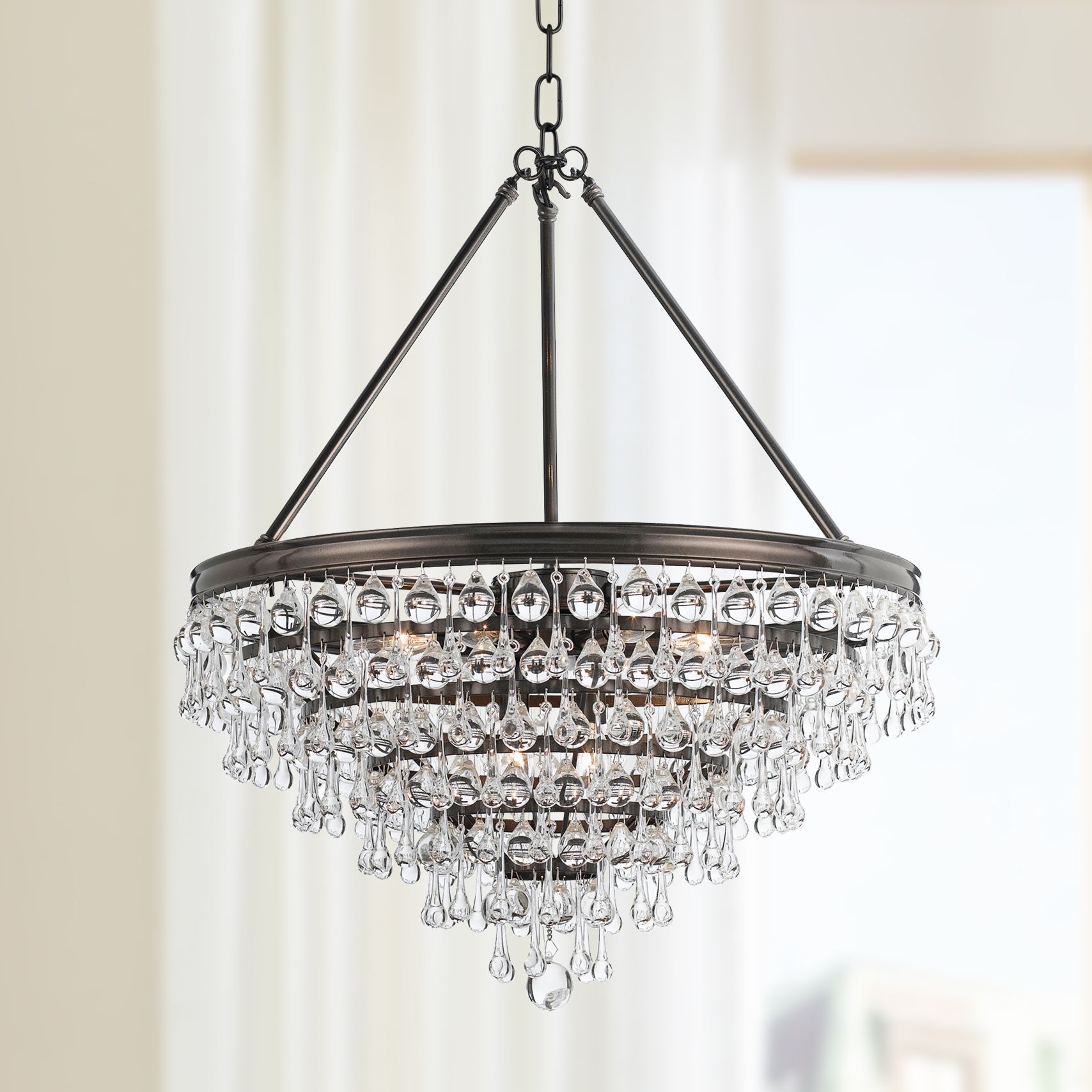 Calypso 24" Wide Vibrant Bronze and Crystal Chandelier