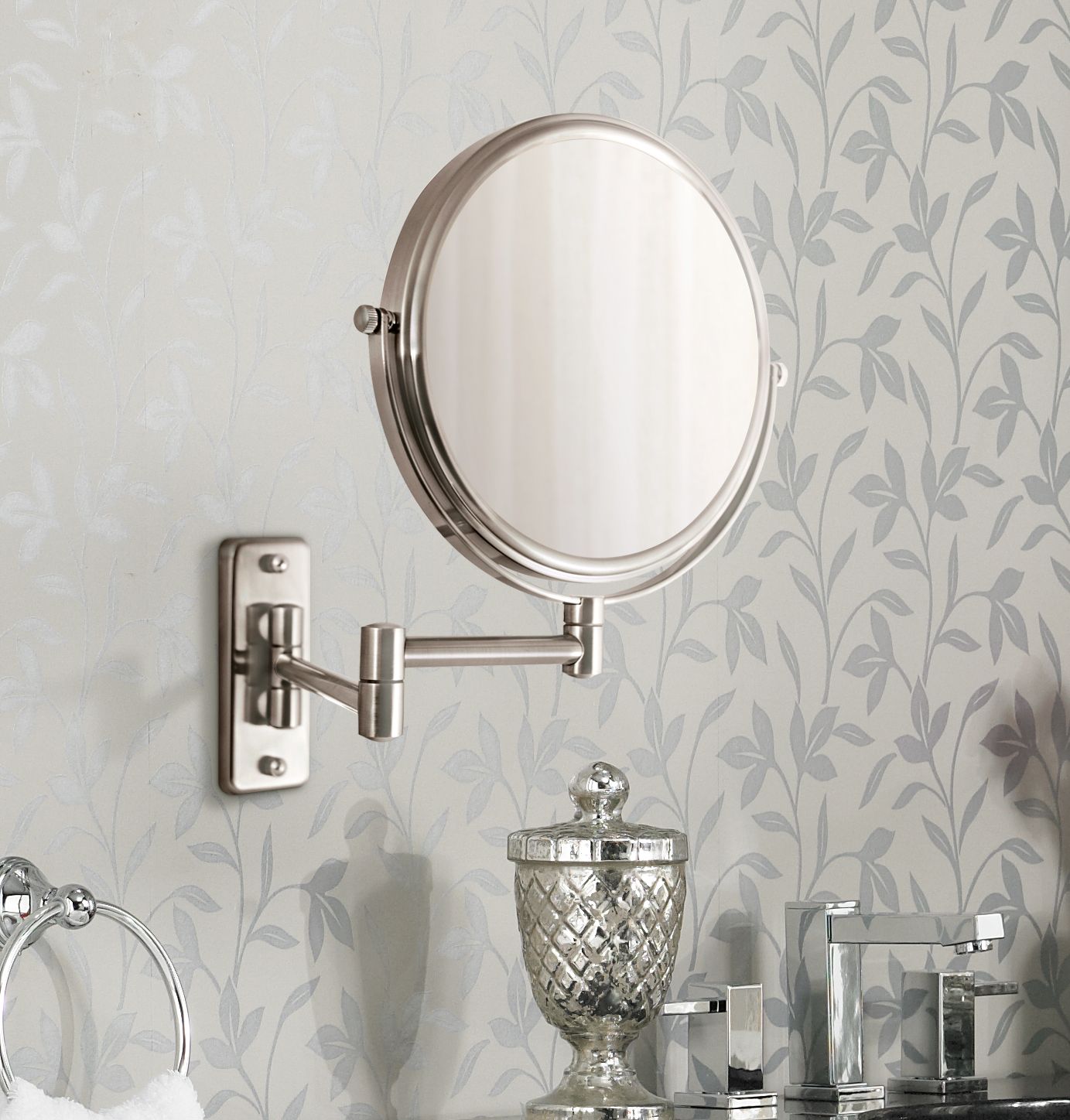 Satin Nickel Wall Mounted Dual-Jointed Mirror