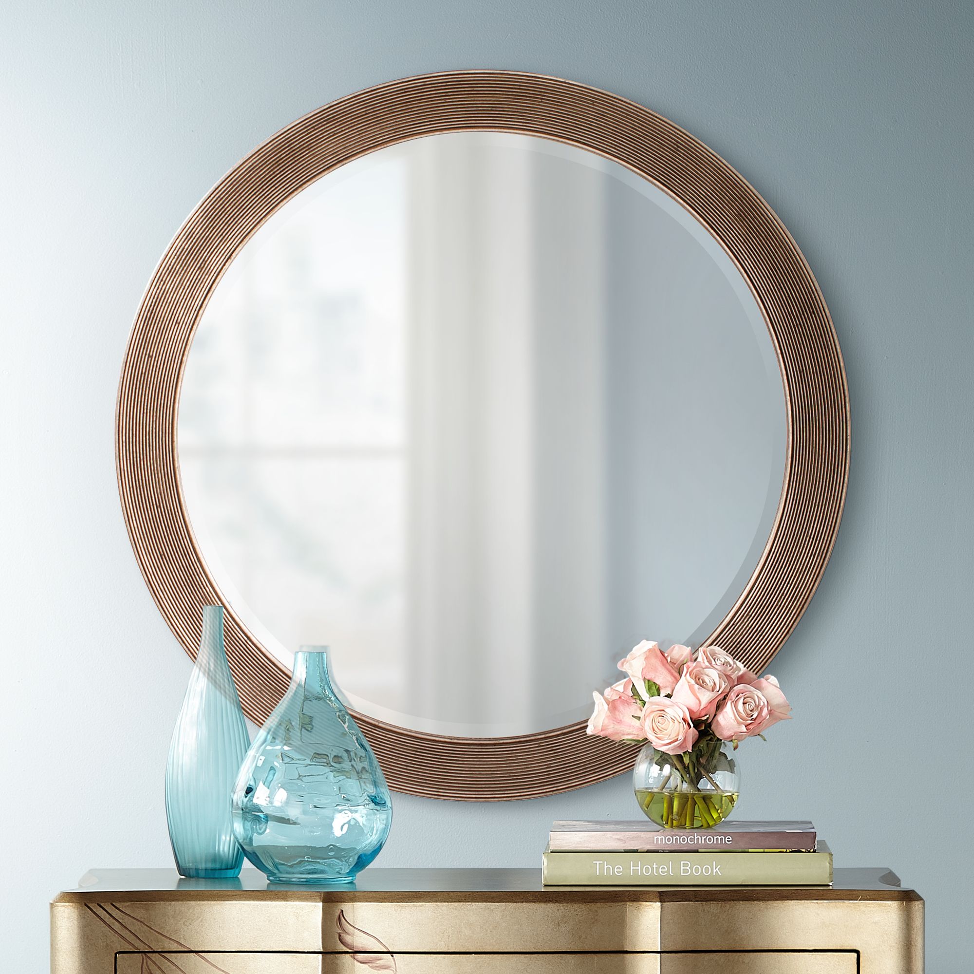 Howard Elliott Virginia Silver Leaf 36" Round Wall Mirror