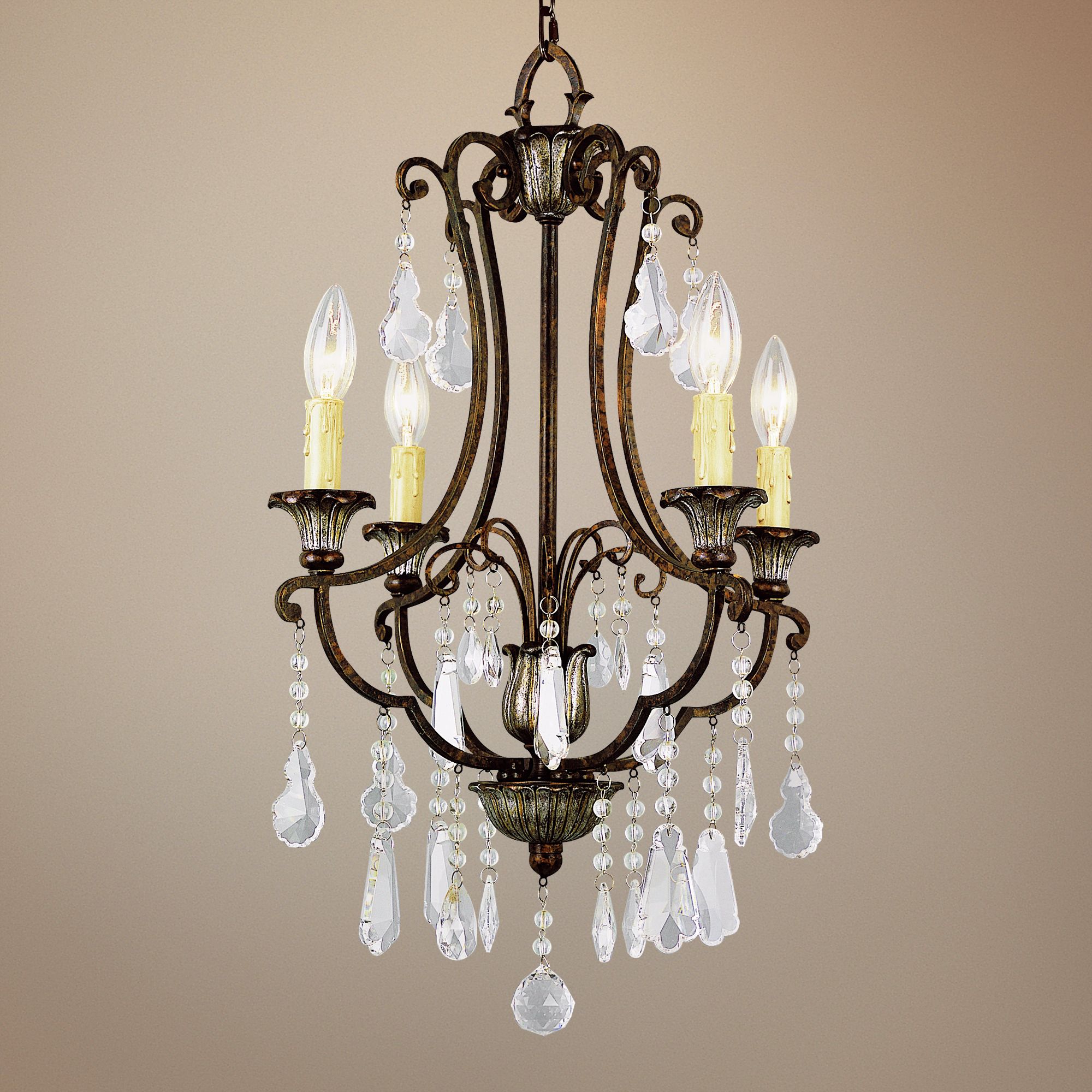 Bonne 16" Wide Antique Bronze Metal 4-Light Chandelier