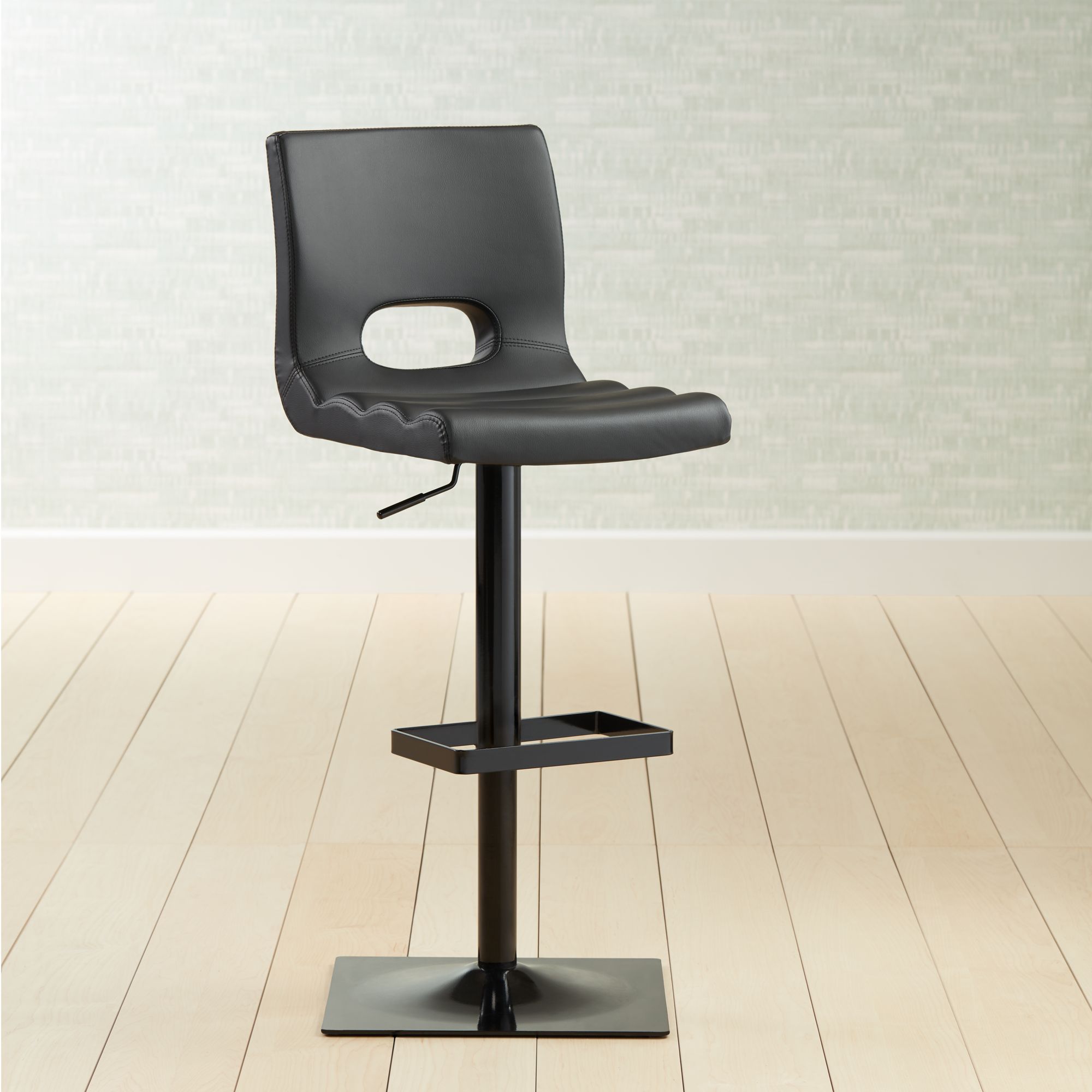 Donovan Black Faux Leather Adjustable Swivel Barstool