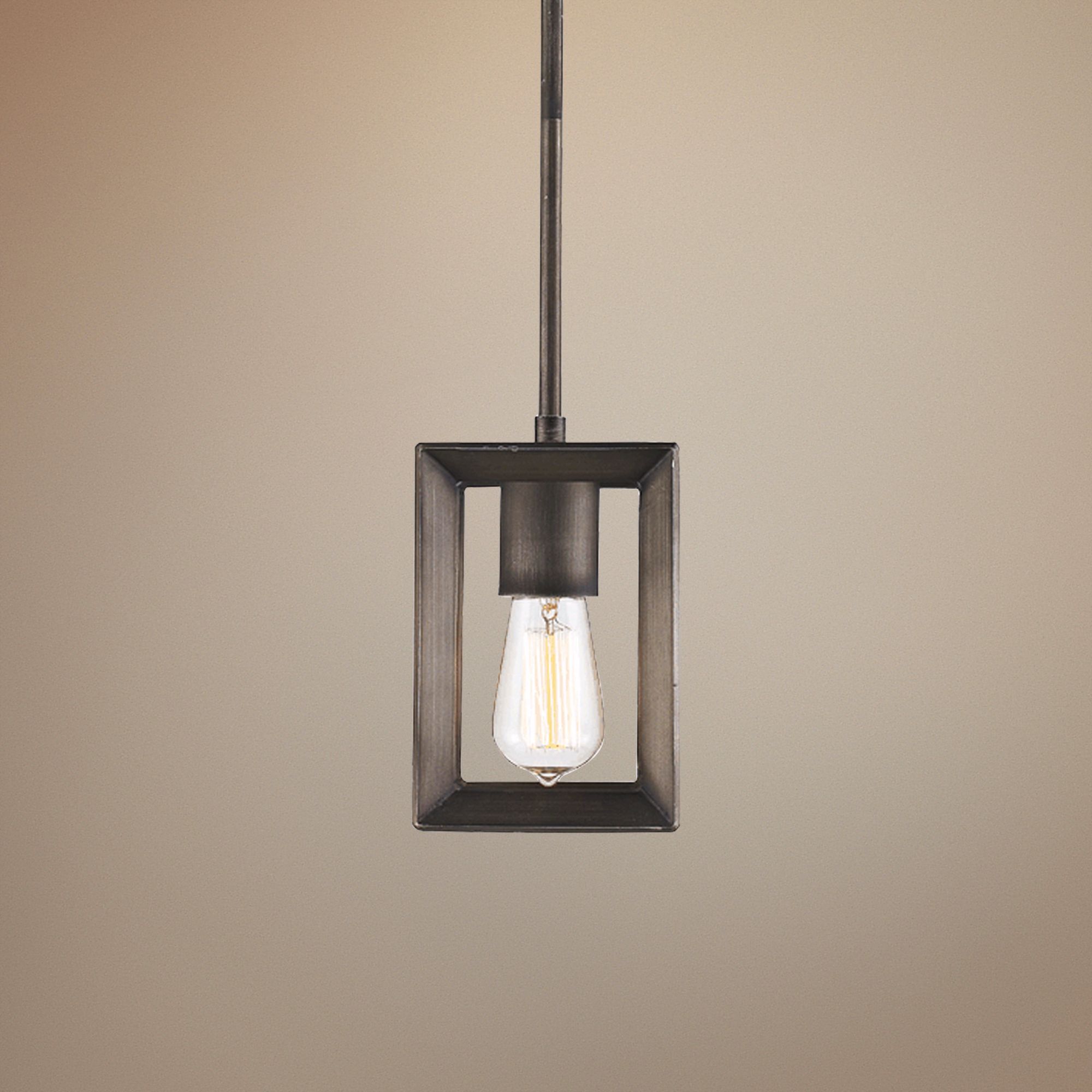 Smyth 7" Wide Gunmetal Bronze Cage Mini Pendant