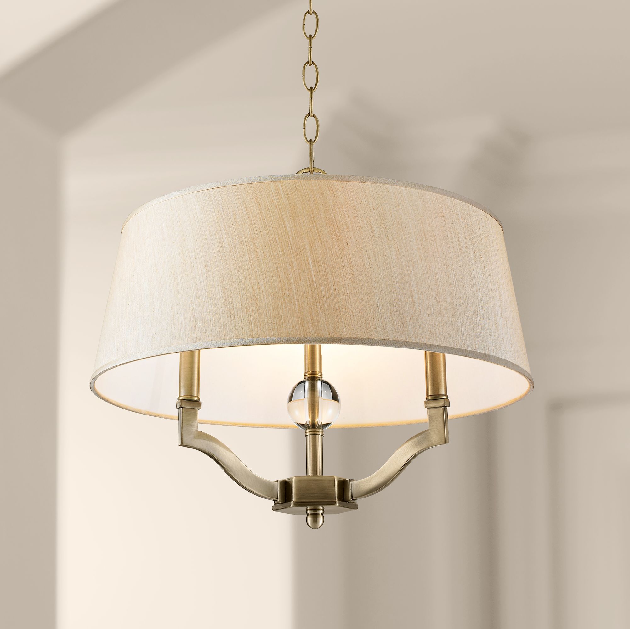 Waverly 19" Wide Aged Brass Silken Parchment Chandelier