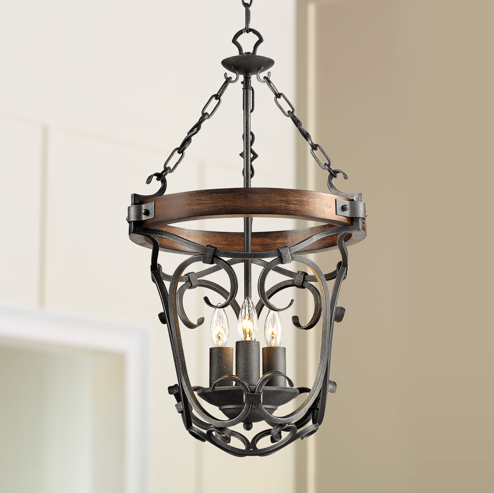 Madera 16 1/2" Wide Black Iron Hand-Forged Pendant