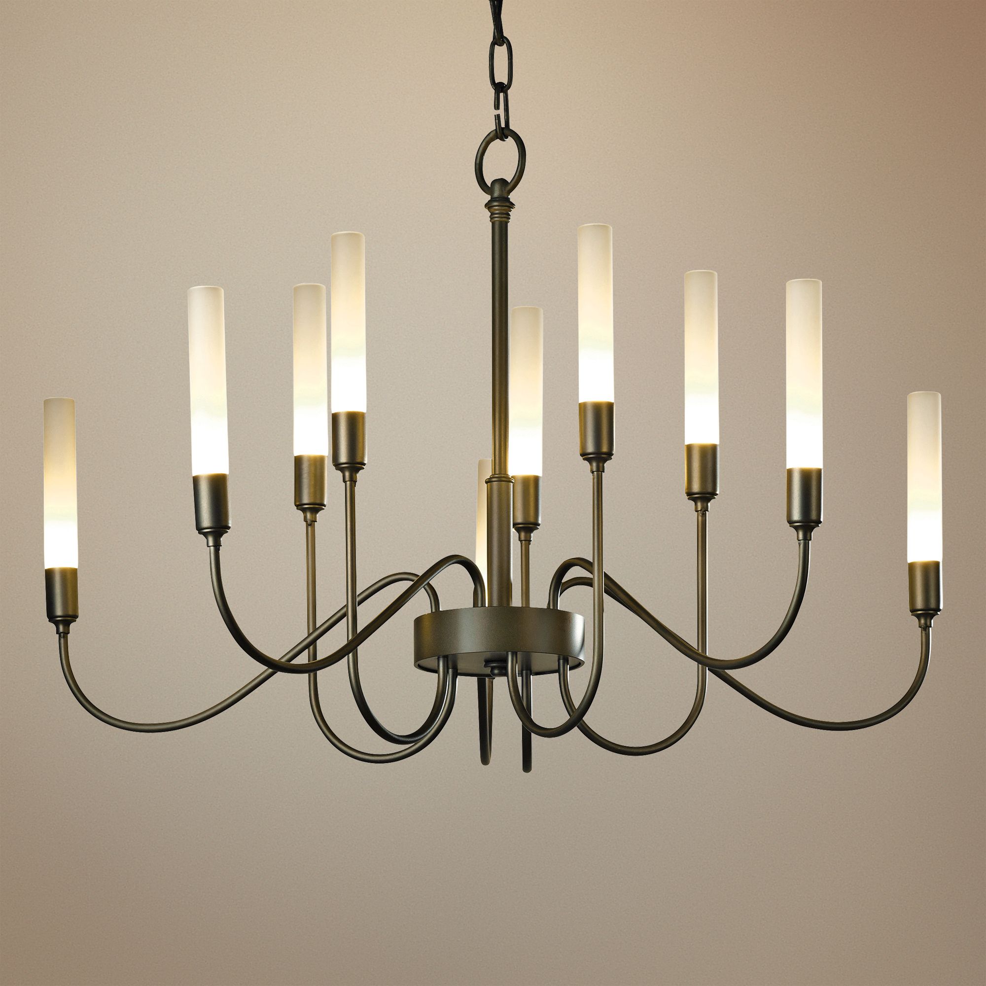 Hubbardton Forge Lisse 28 1/2"W Smoke 10-Light Chandelier