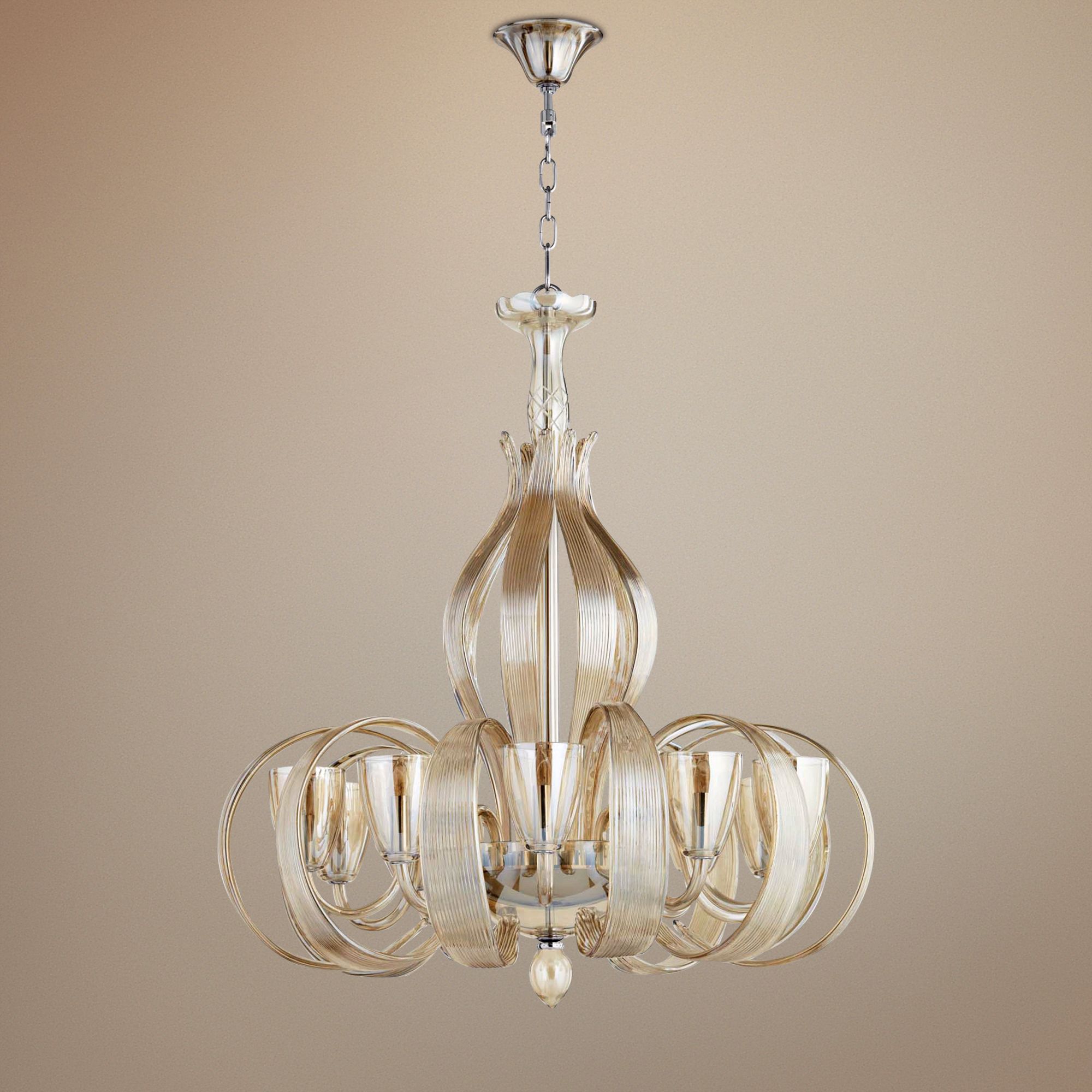 Lucile 32" Wide Murano Cognac Glass 10-Light Chandelier