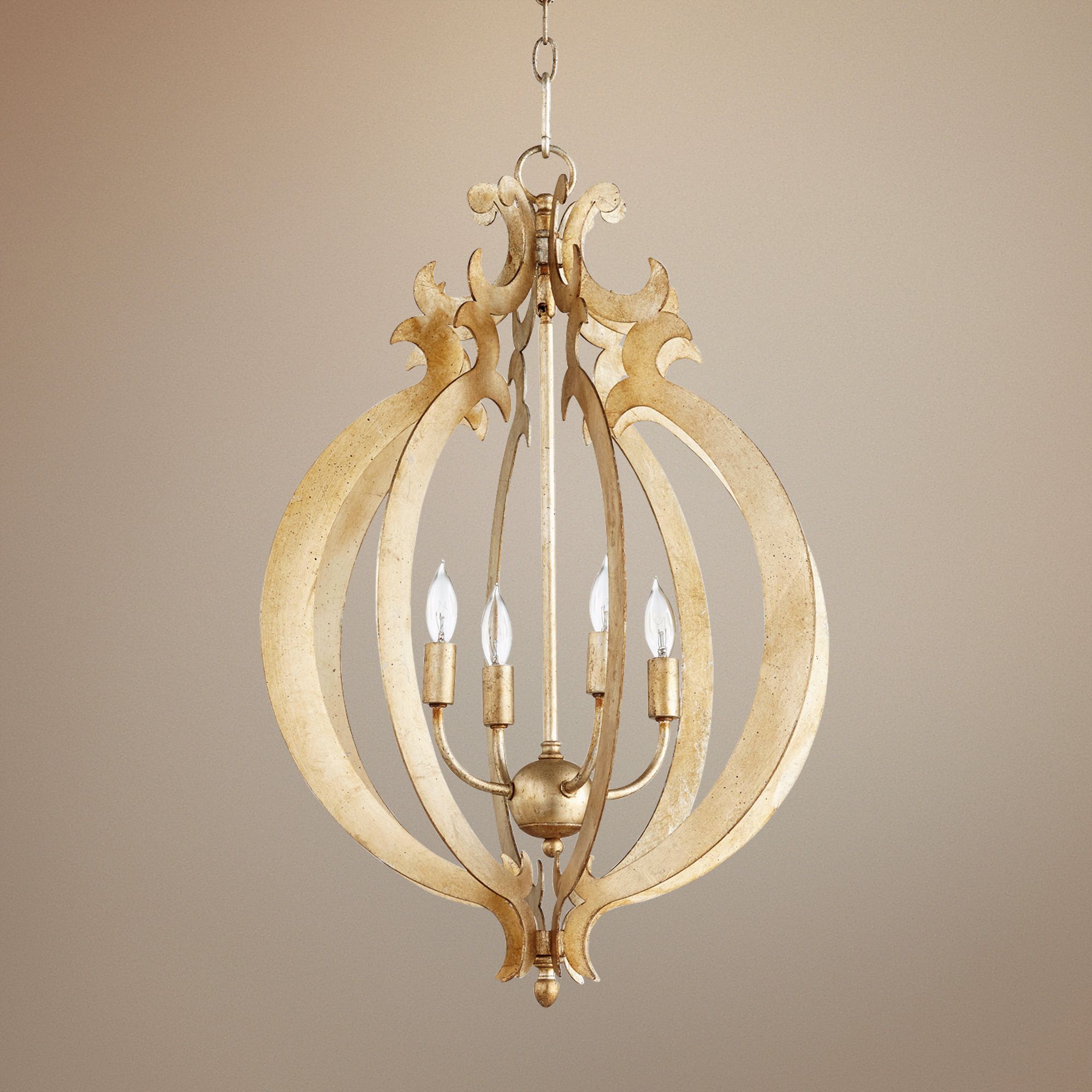 Danielle 18 1/4" Wide Aged Silver Leaf 4-Light Iron Pendant