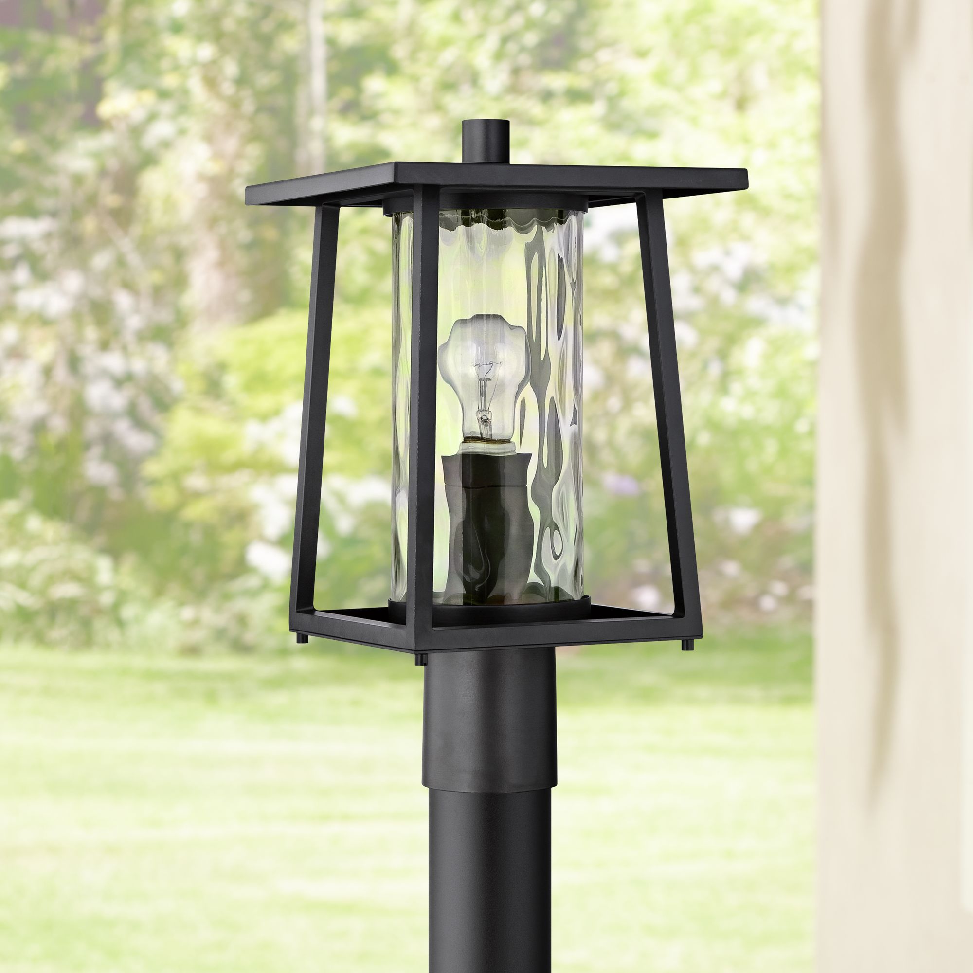 Quoizel Lodge 16" High Black Outdoor Post Light 6T700 Lamps Plus