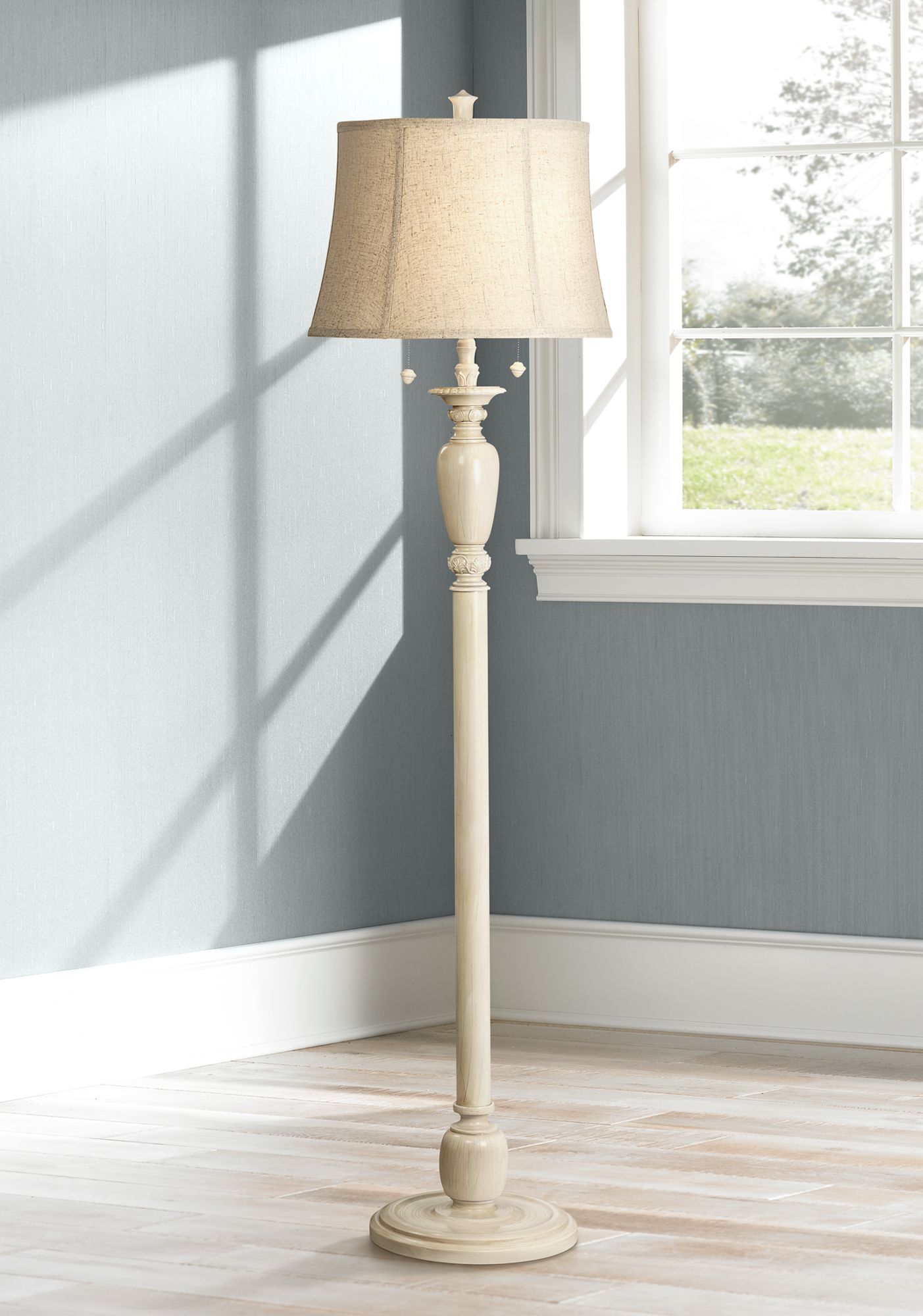 Lara Ivory Candlestick Vintage Chic Floor Lamp