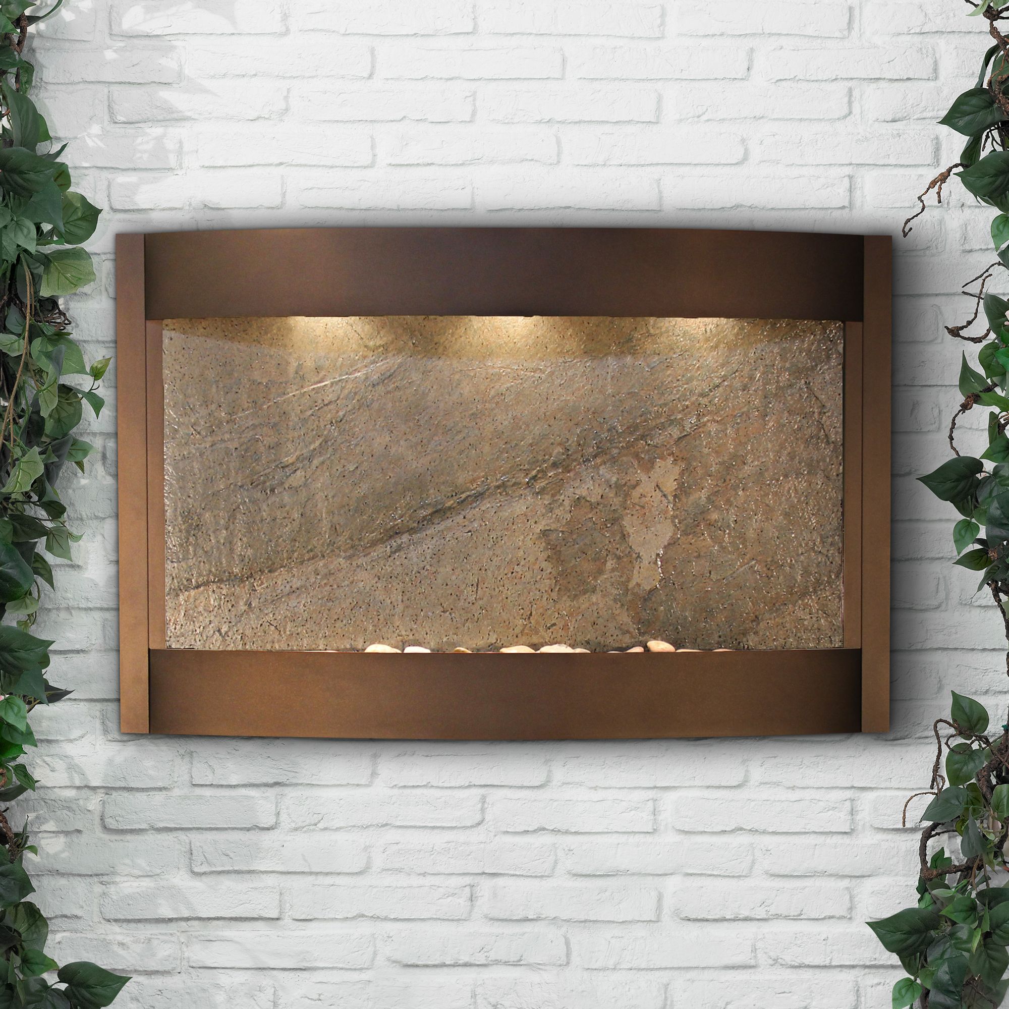 Calming Waters Green Stone Antique Bronze 35"H Wall Fountain