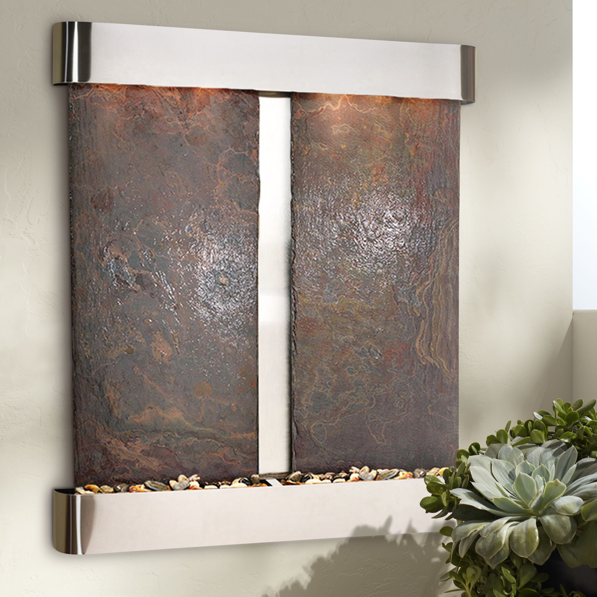 Cottonwood Falls Round Steel Multicolor 69"H Wall Fountain