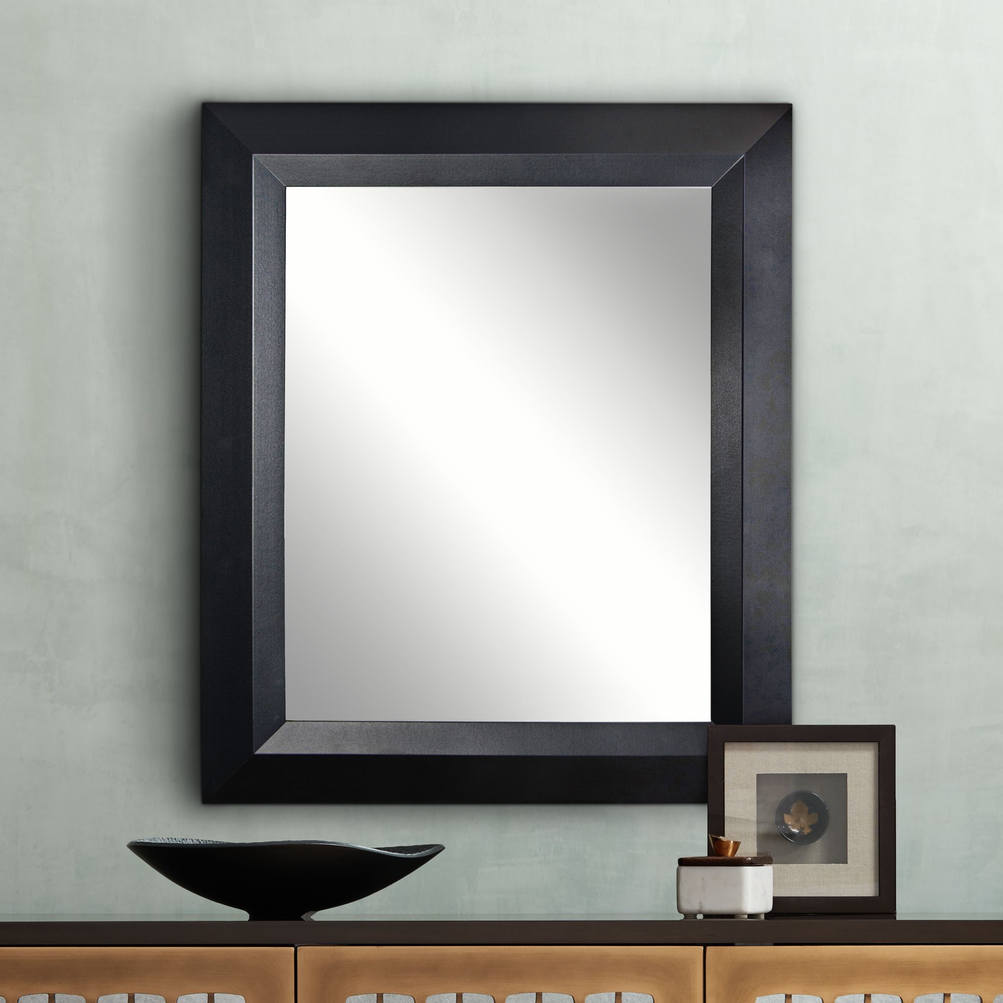 Larose Solid Black Angle 29 1/2" x 35 Wall Mirror