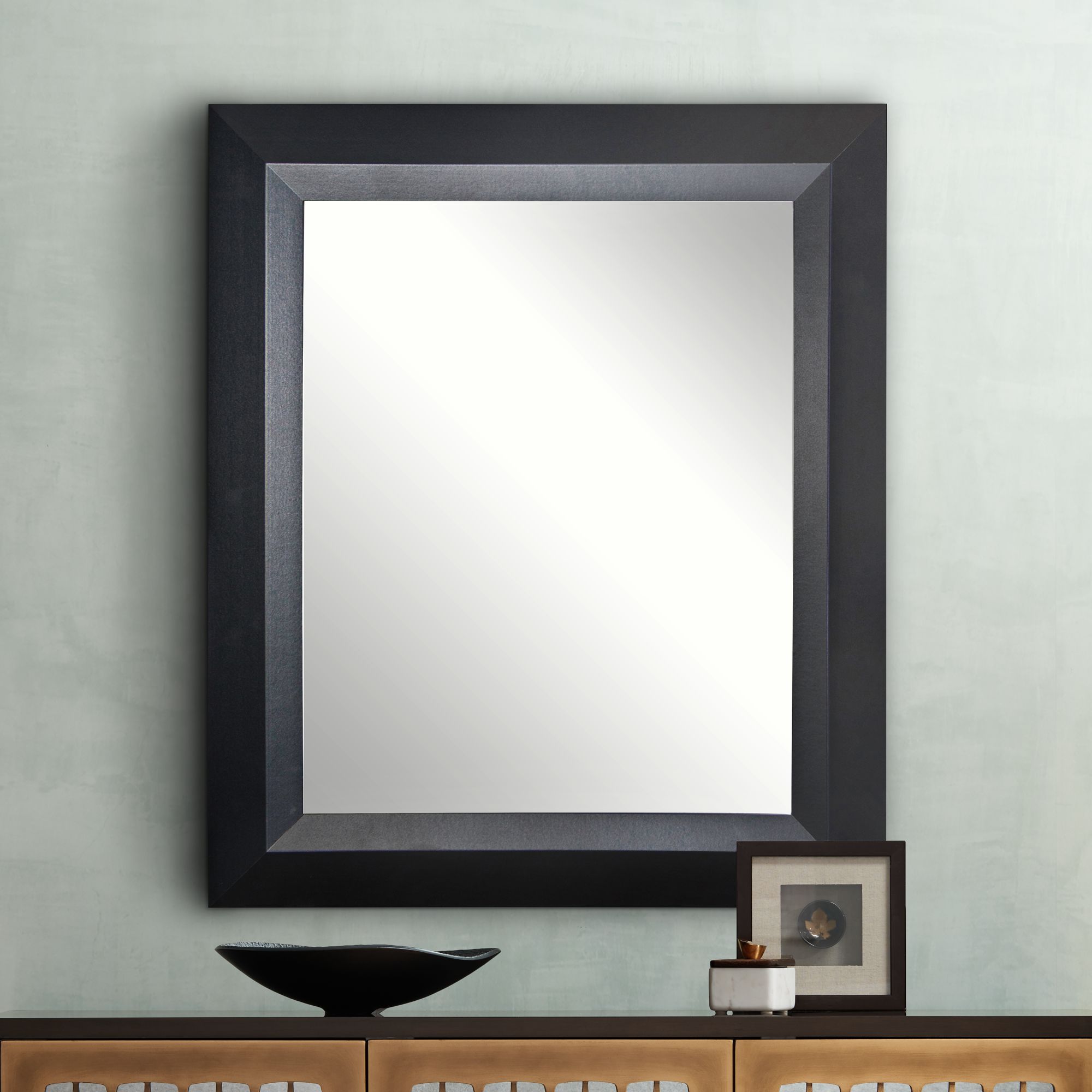 Larose Solid Black 39 1/2" x 45 Angled Wall Mirror