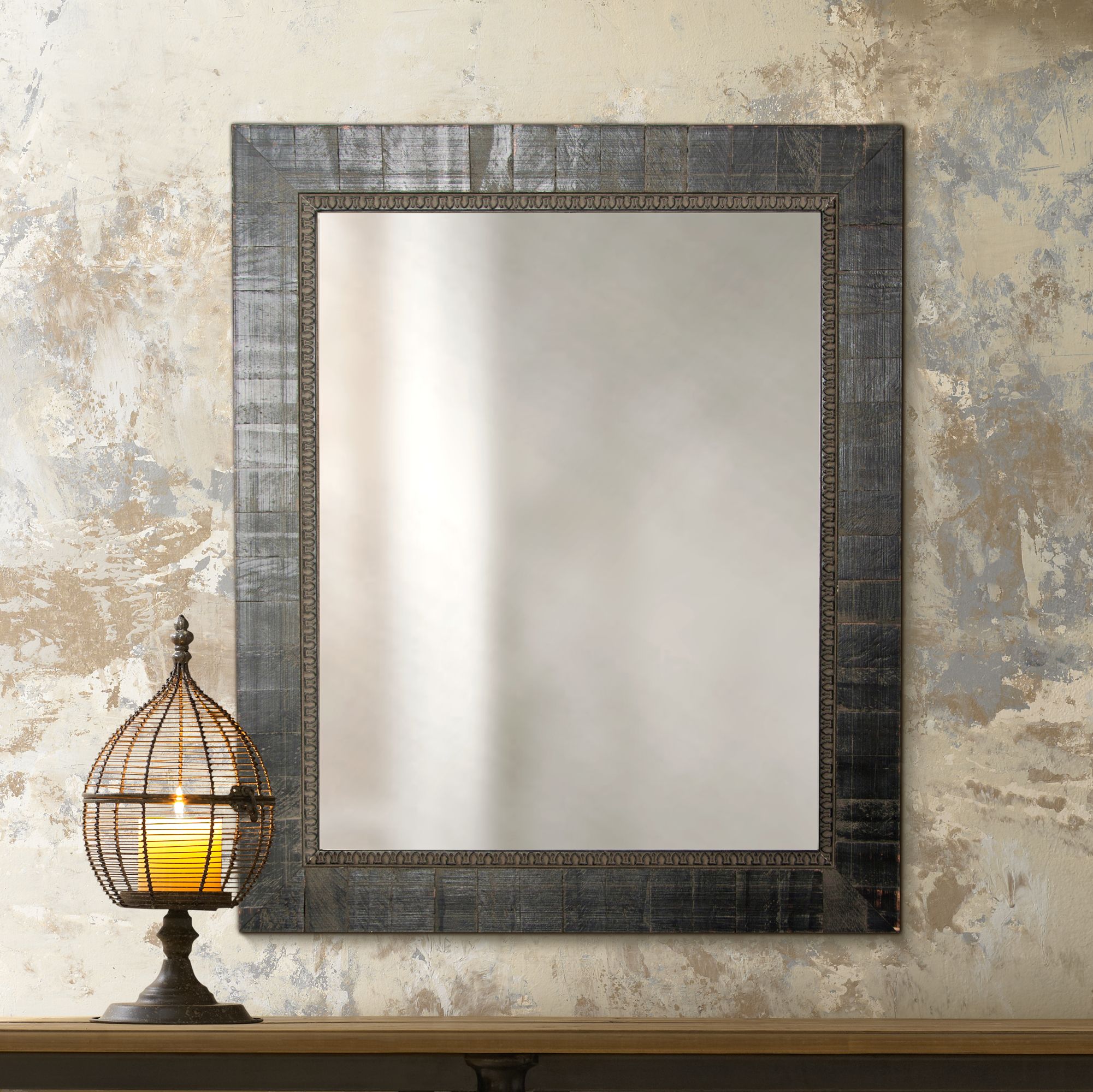 Idabel Tuscan Ebony Aged Black 25 1/2" x 31 Wall Mirror
