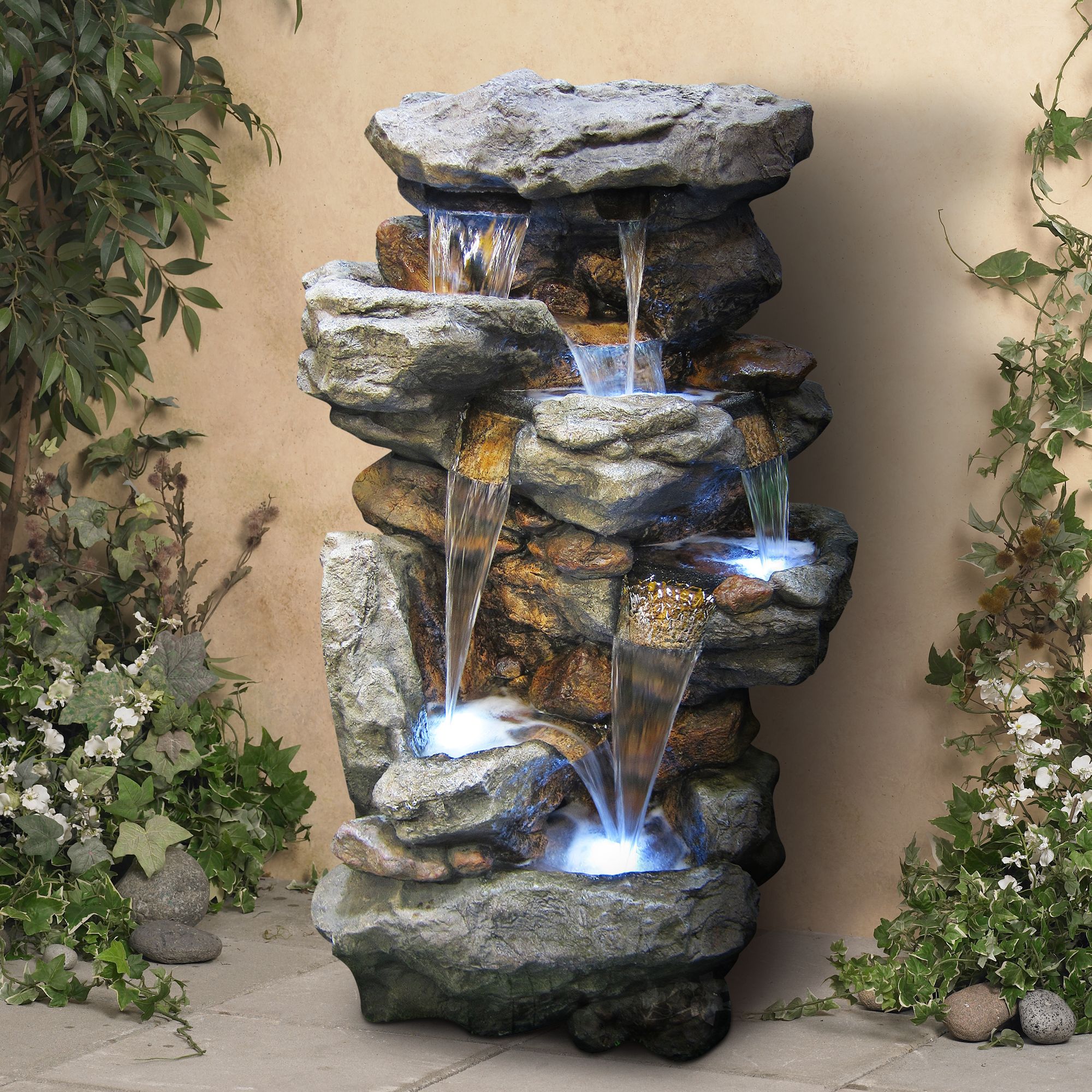 Rainforest Waterfall Tall LED 51" High Floor Fountain 6Y289 Lamps Plus