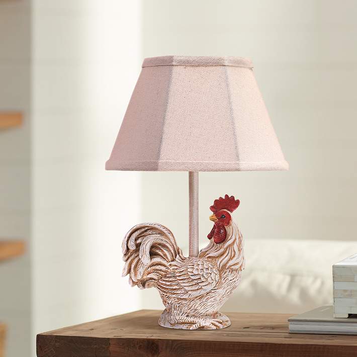 Rooster Chante 12 High Accent Table, Antique Rooster Lamp