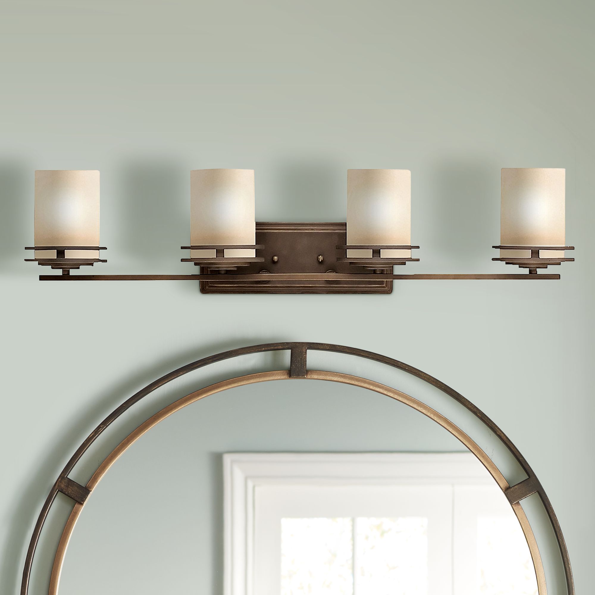 Hendrik Bronze 34" Wide Bathroom Light Fixture - #70533 | Lamps Plus