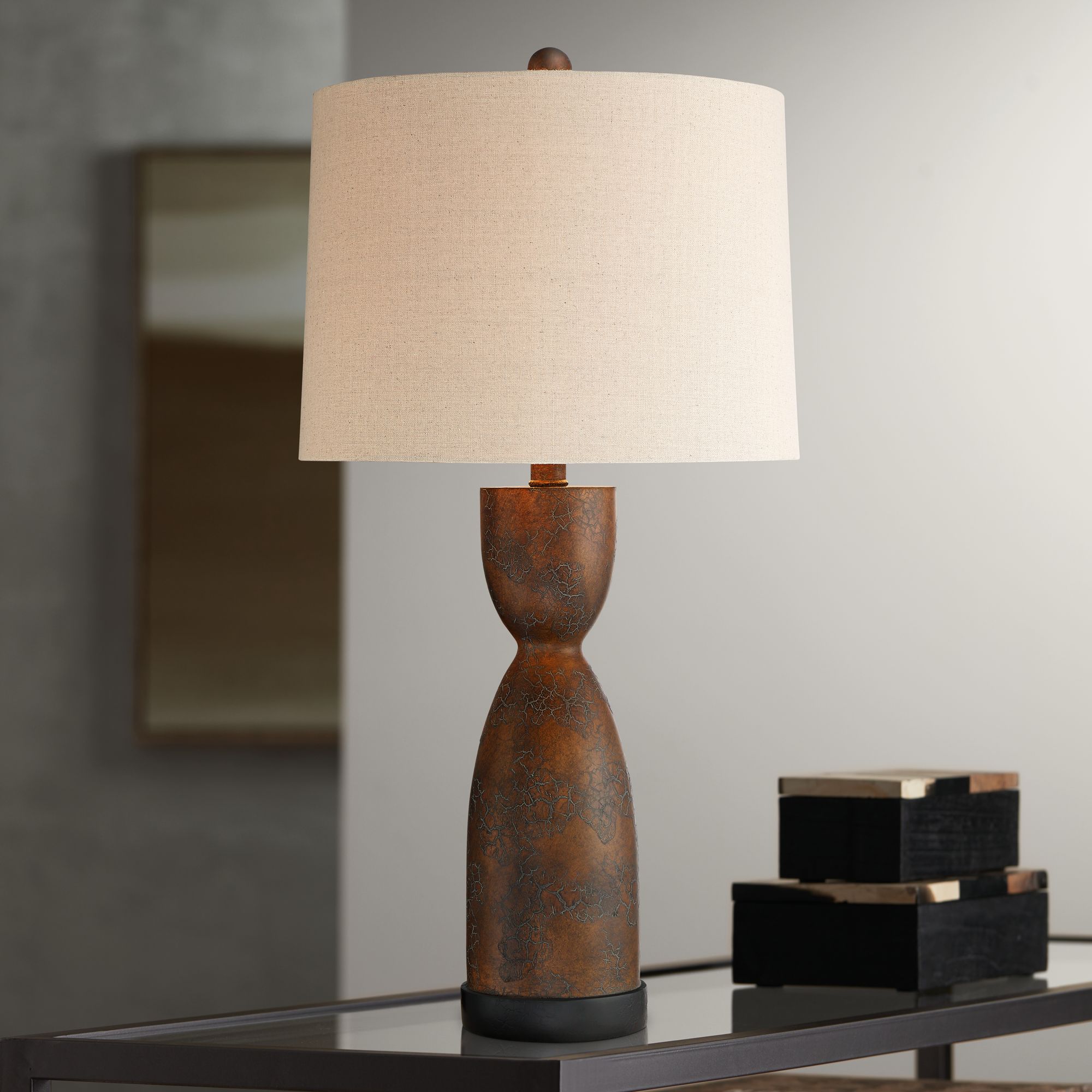 Horace Crackle Brown Table Lamp