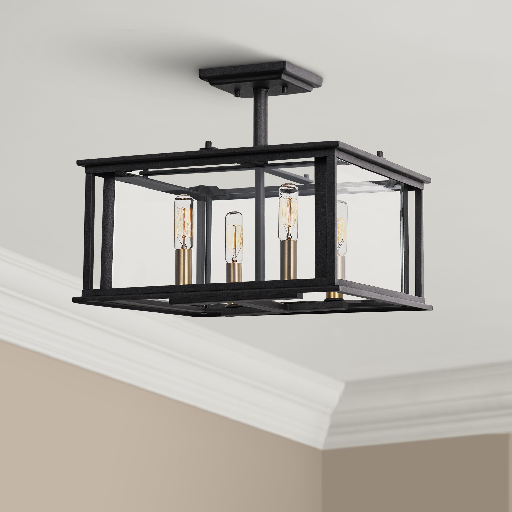 Quoizel Citadel 14" Wide Earth Black 4-Light Ceiling Light