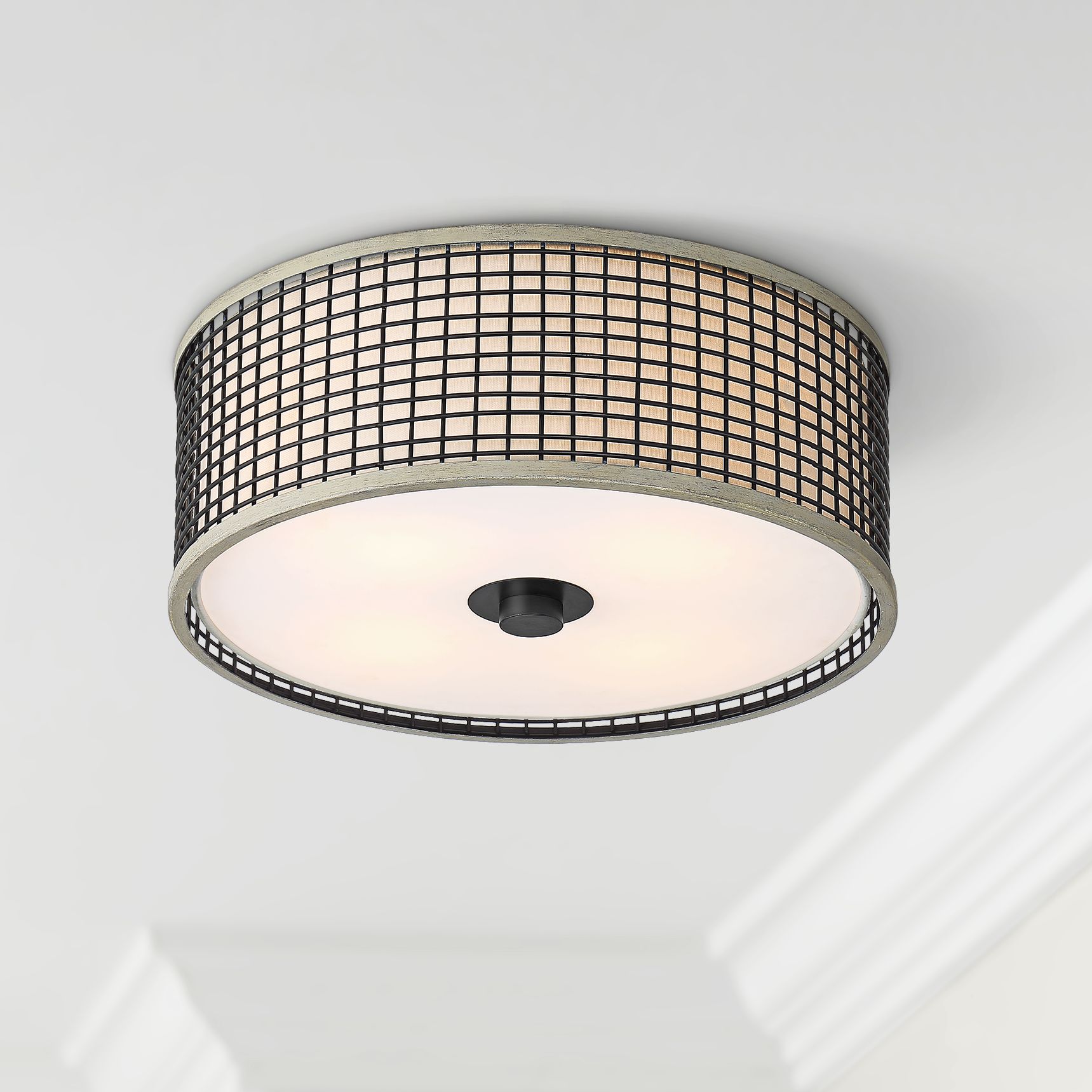 Talha 17 W Black Wire And Wood Cage Ceiling Light 70d15 Lamps