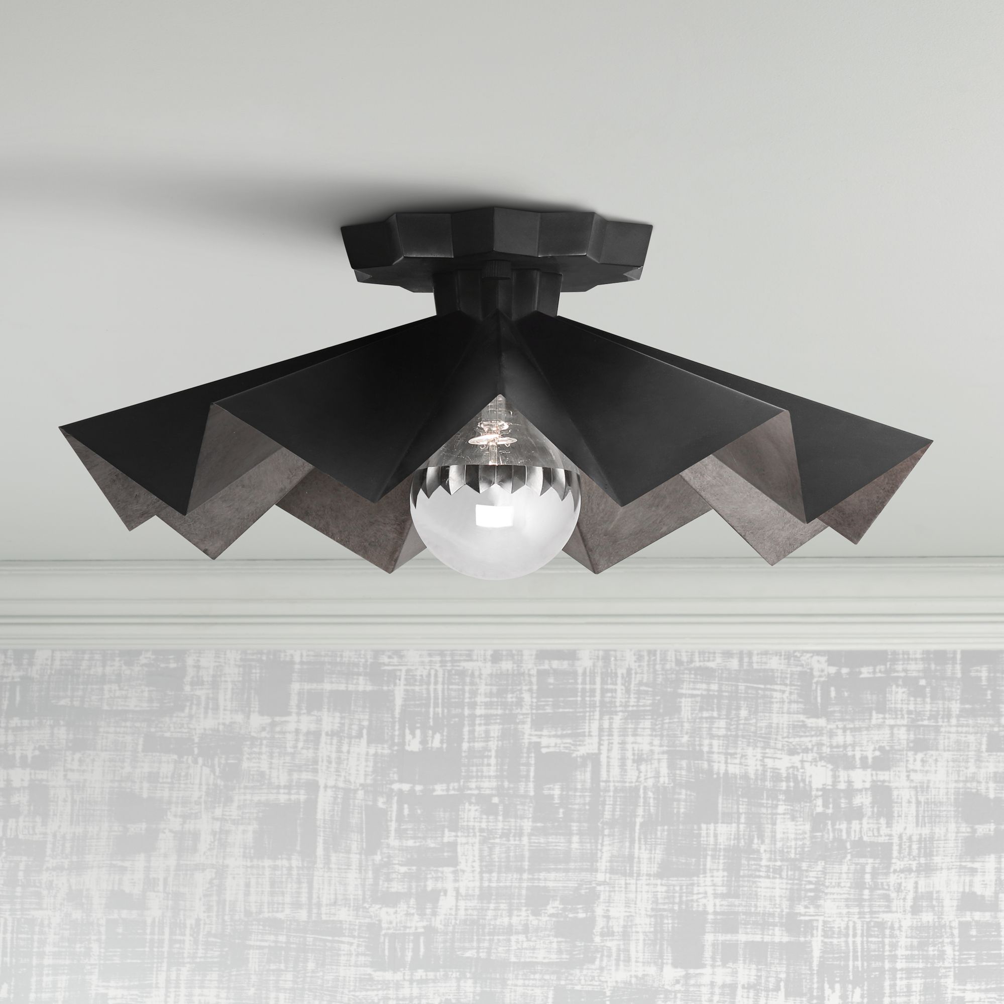 Robert Abbey Bat 16" Wide Matte Black Ceiling Light