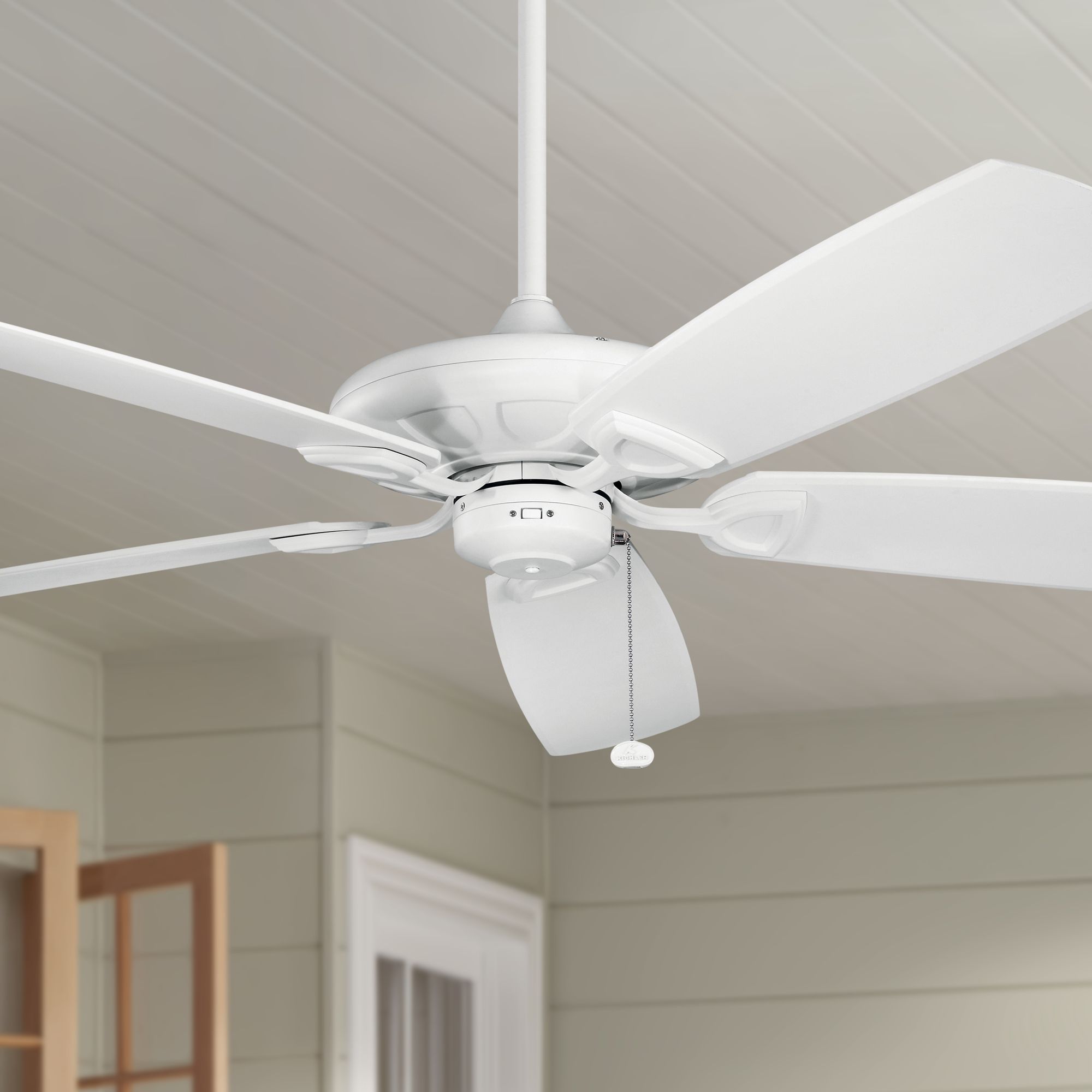 60" Kichler Kevlar Climates White Outdoor Ceiling Fan 70D77 Lamps Plus