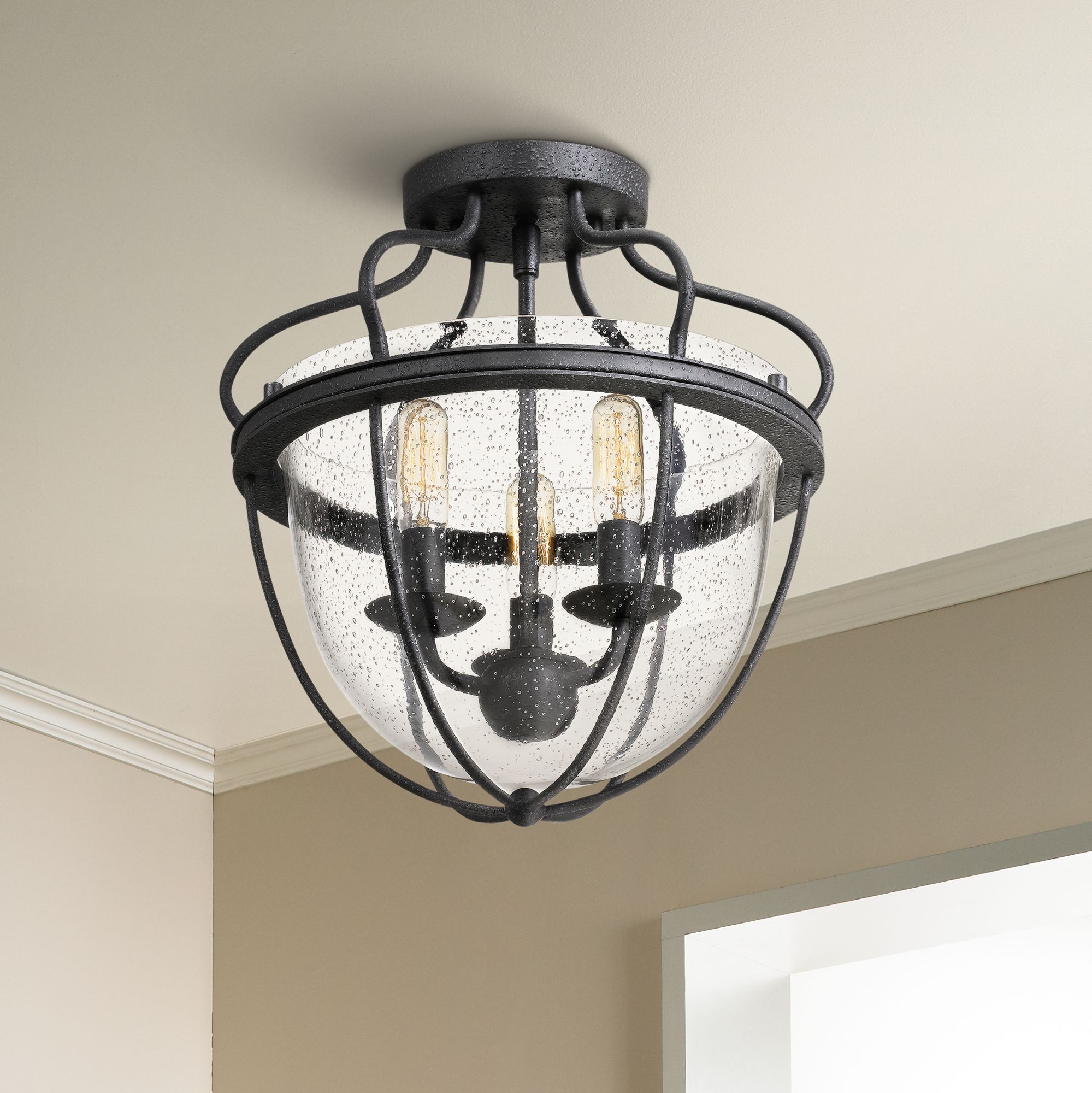Quoizel Colony 12 1/2" Wide Gray Ash 3-Light Ceiling Light