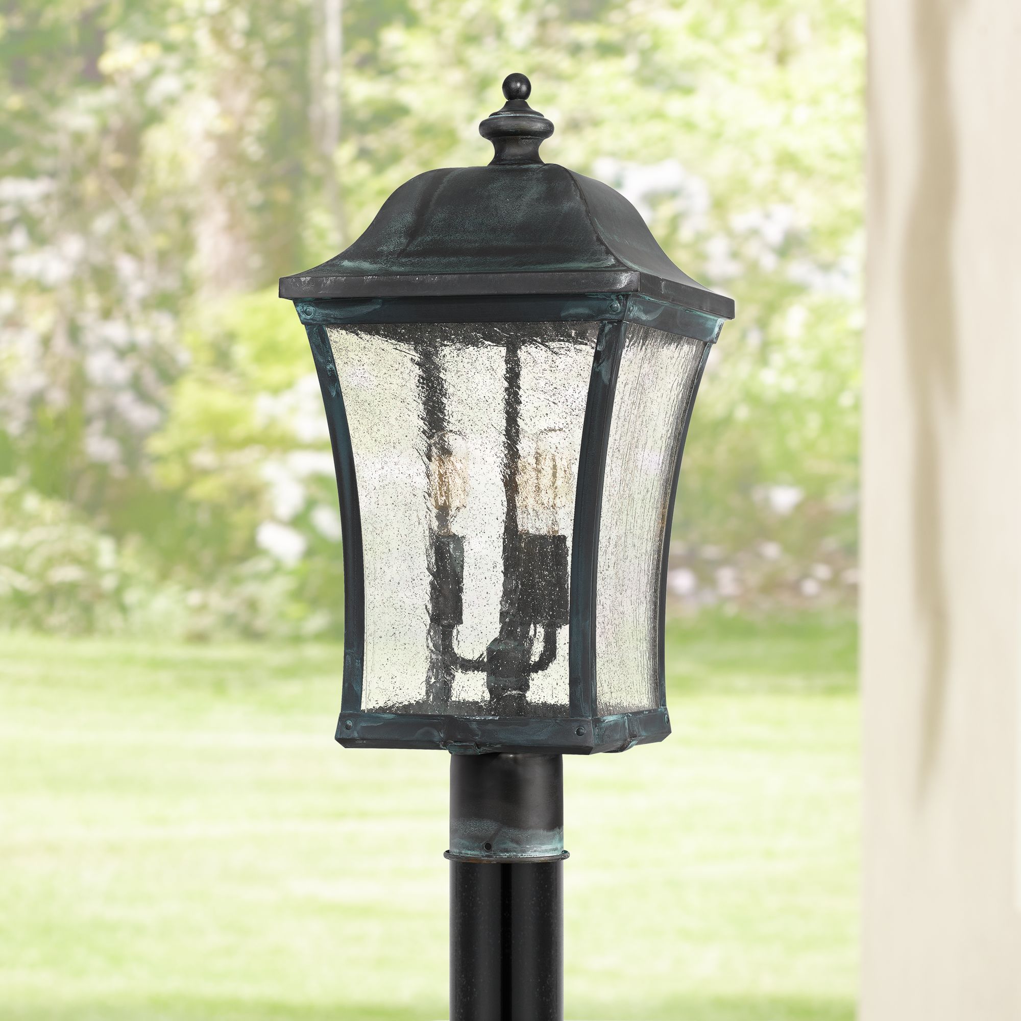 Quoizel Bardstown 25 1/4" High Aged Verde Outdoor Post Light