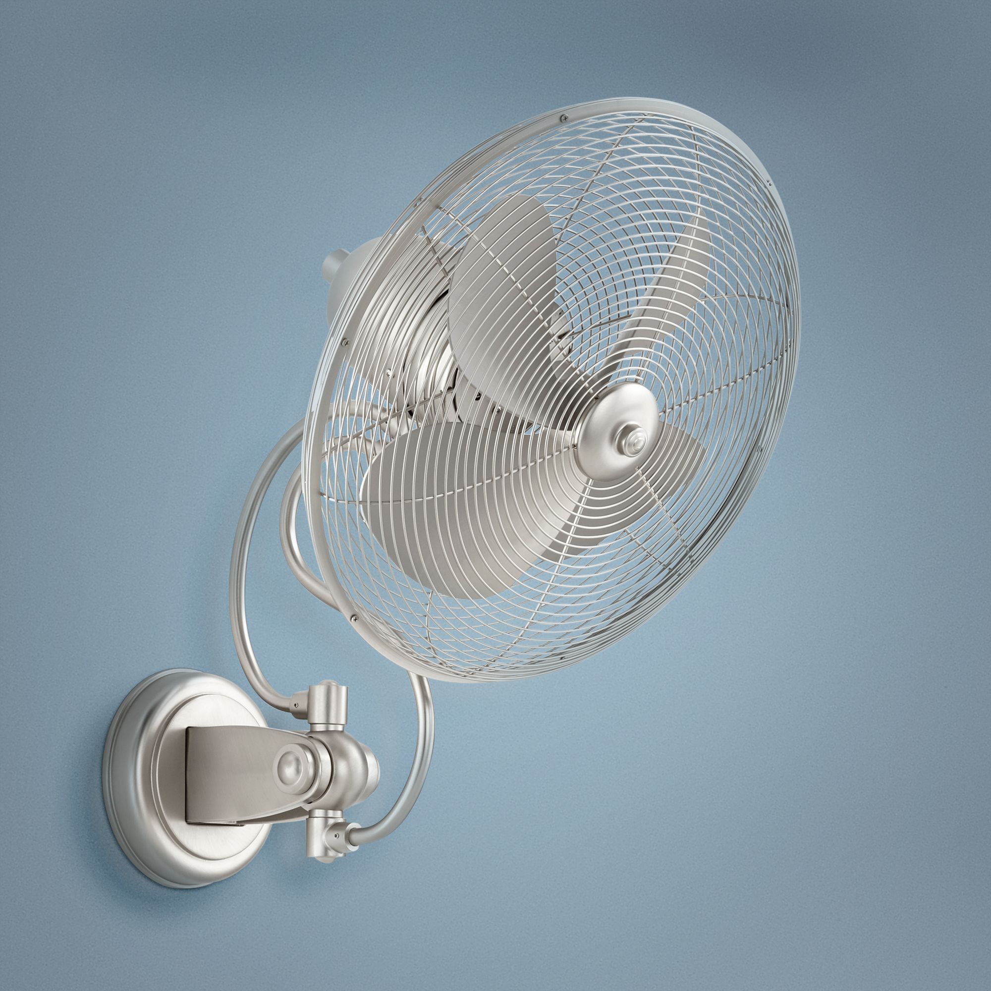 14" Quorum Piazza Satin Nickel Patio Wall Fan