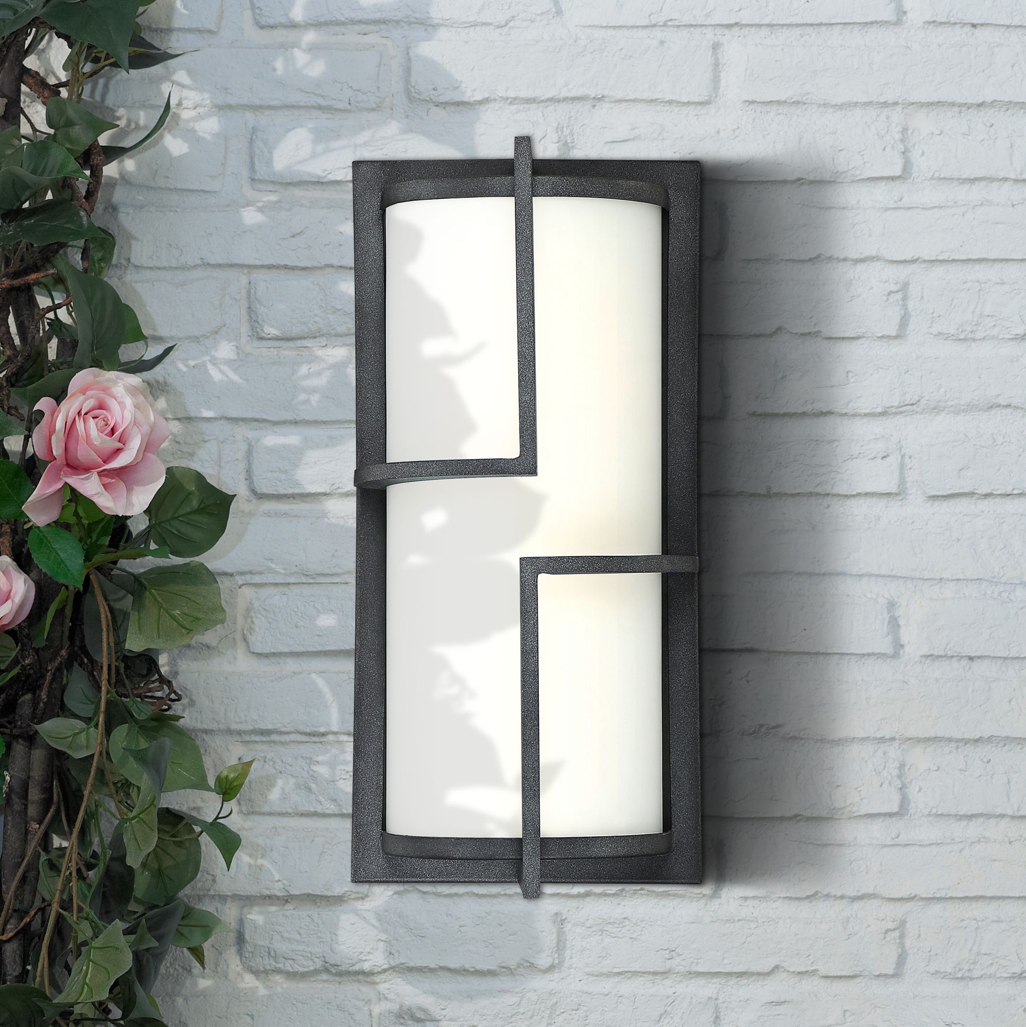 Quoizel Huger 14" High Mottled Black LED Outdoor Wall Light