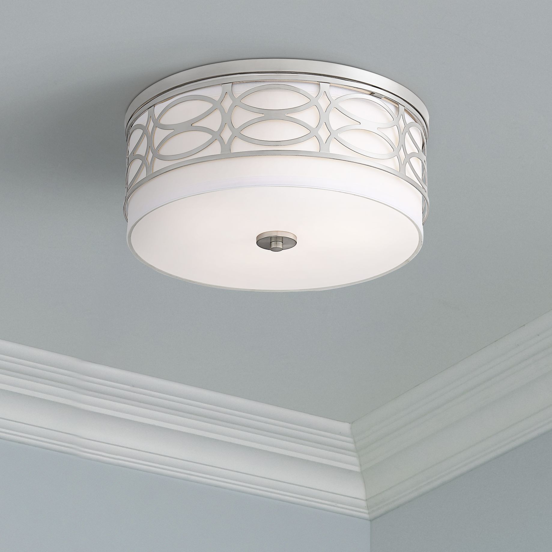 Suisun 15" Wide Laser Cut Brushed Nickel Ceiling Light