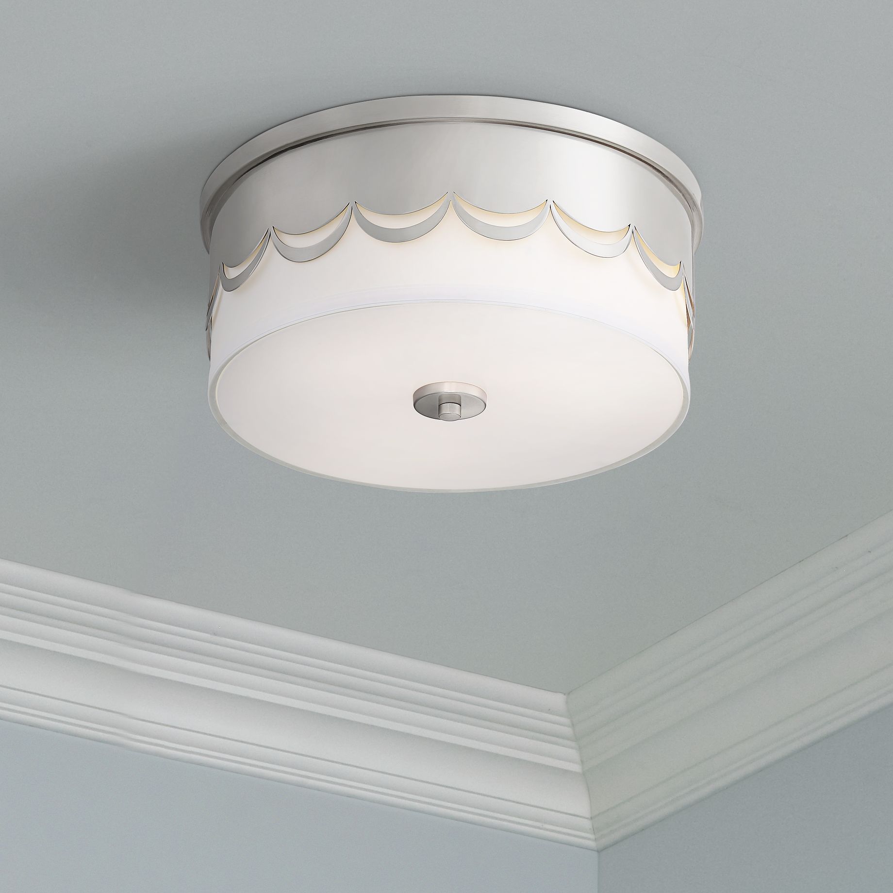 Broadus 14 1/4" Wide Drape Cut Brushed Nickel Ceiling Light