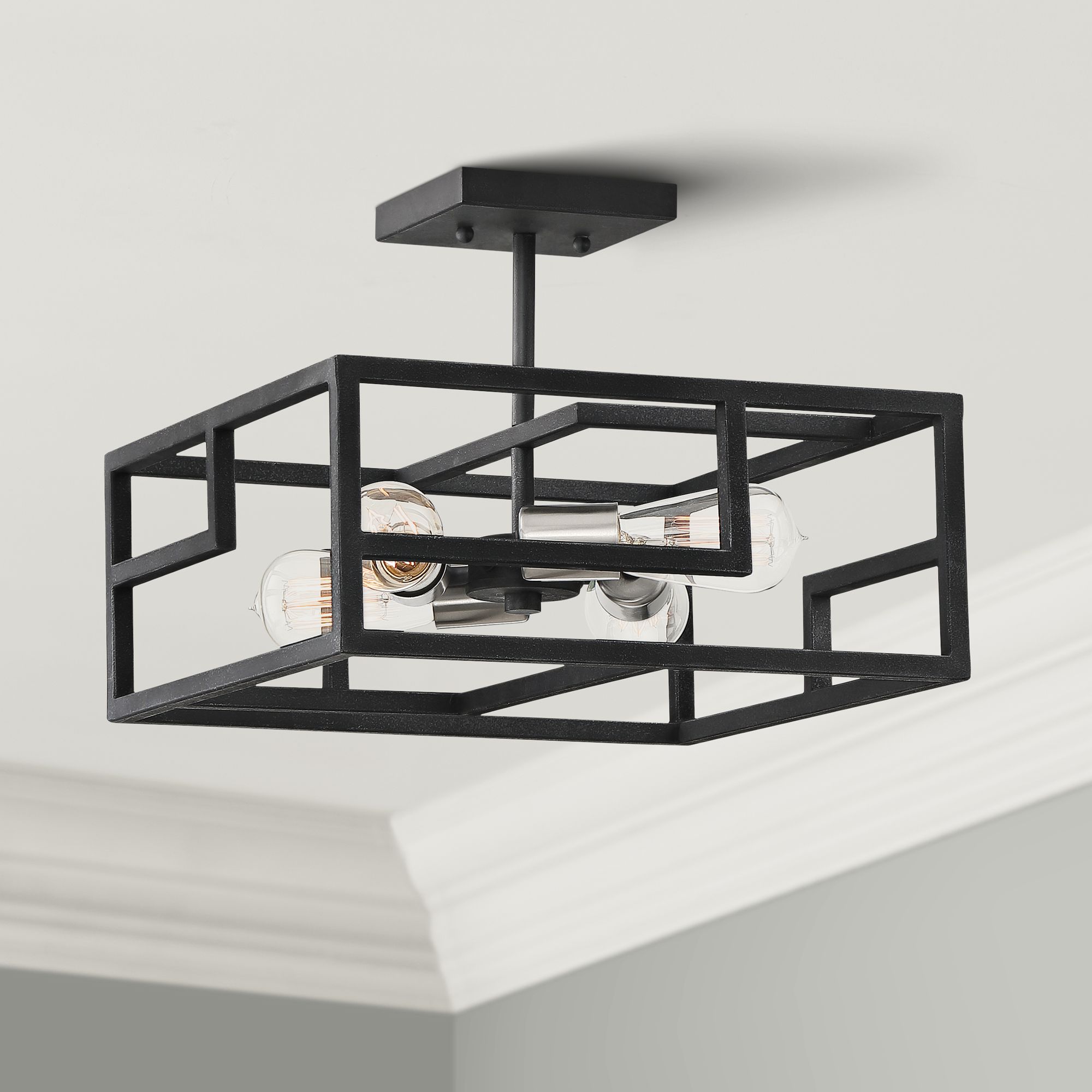 Quoizel Portion 14" Wide Gray Ash 4-Light Ceiling Light