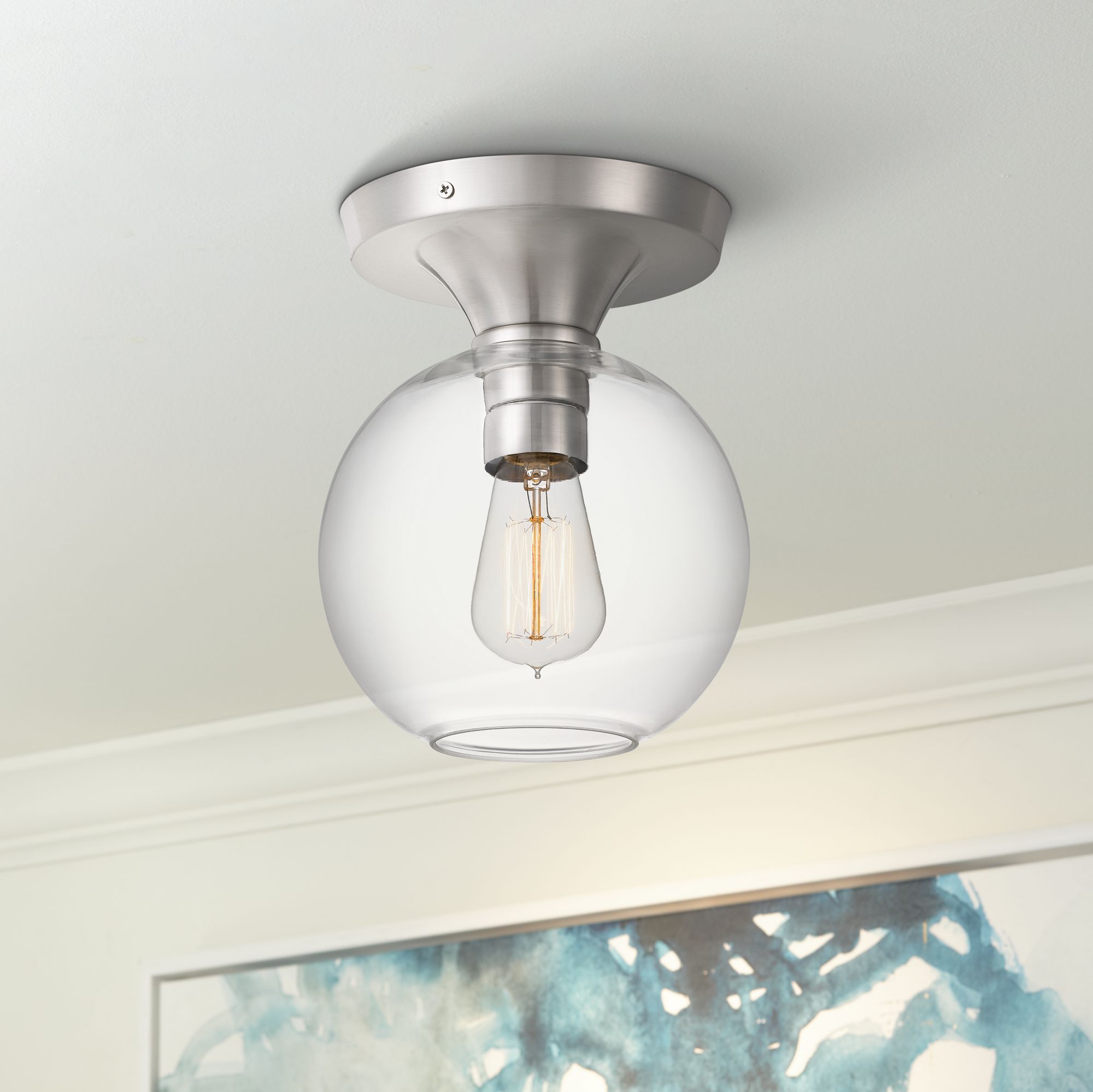 Quoizel Hawley 7 3/4" Wide Brushed Nickel Ceiling Light