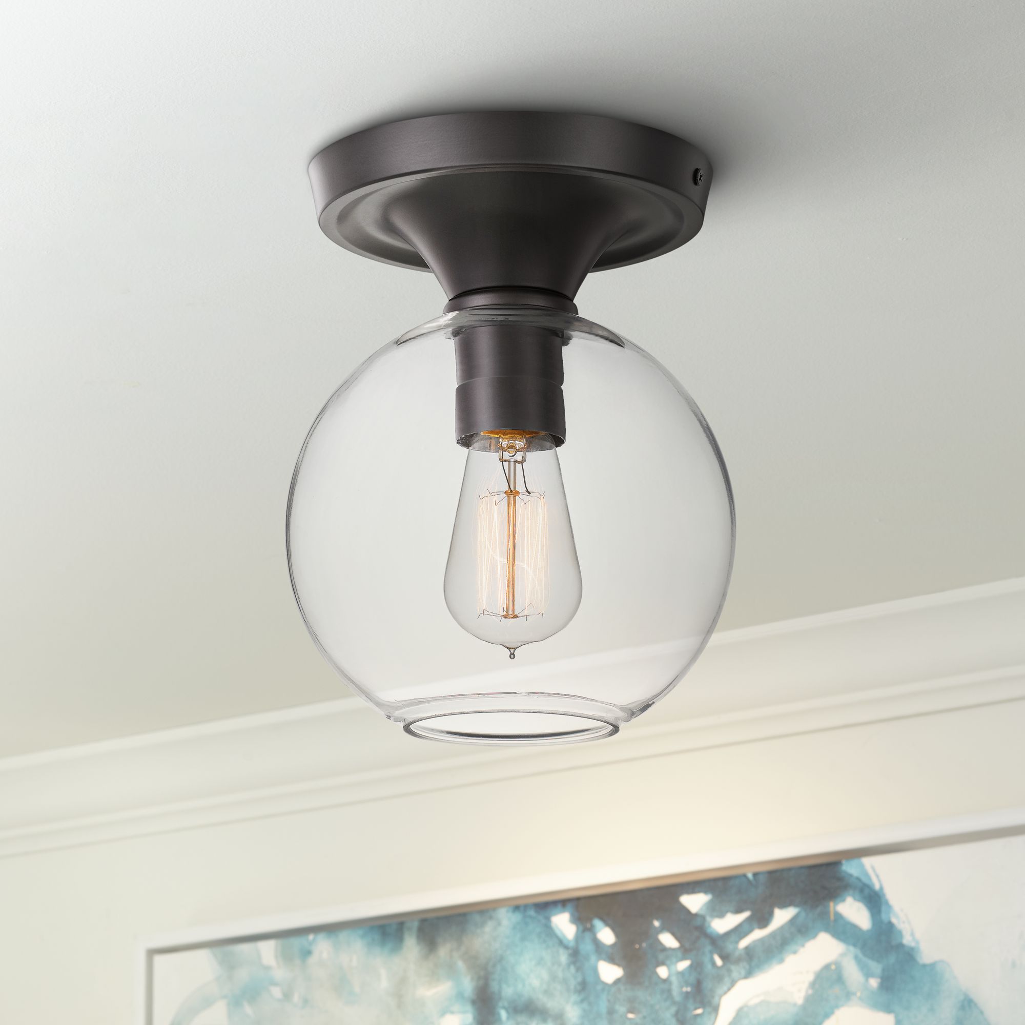 Quoizel Hawley 7 3/4" Wide Old Bronze Ceiling Light