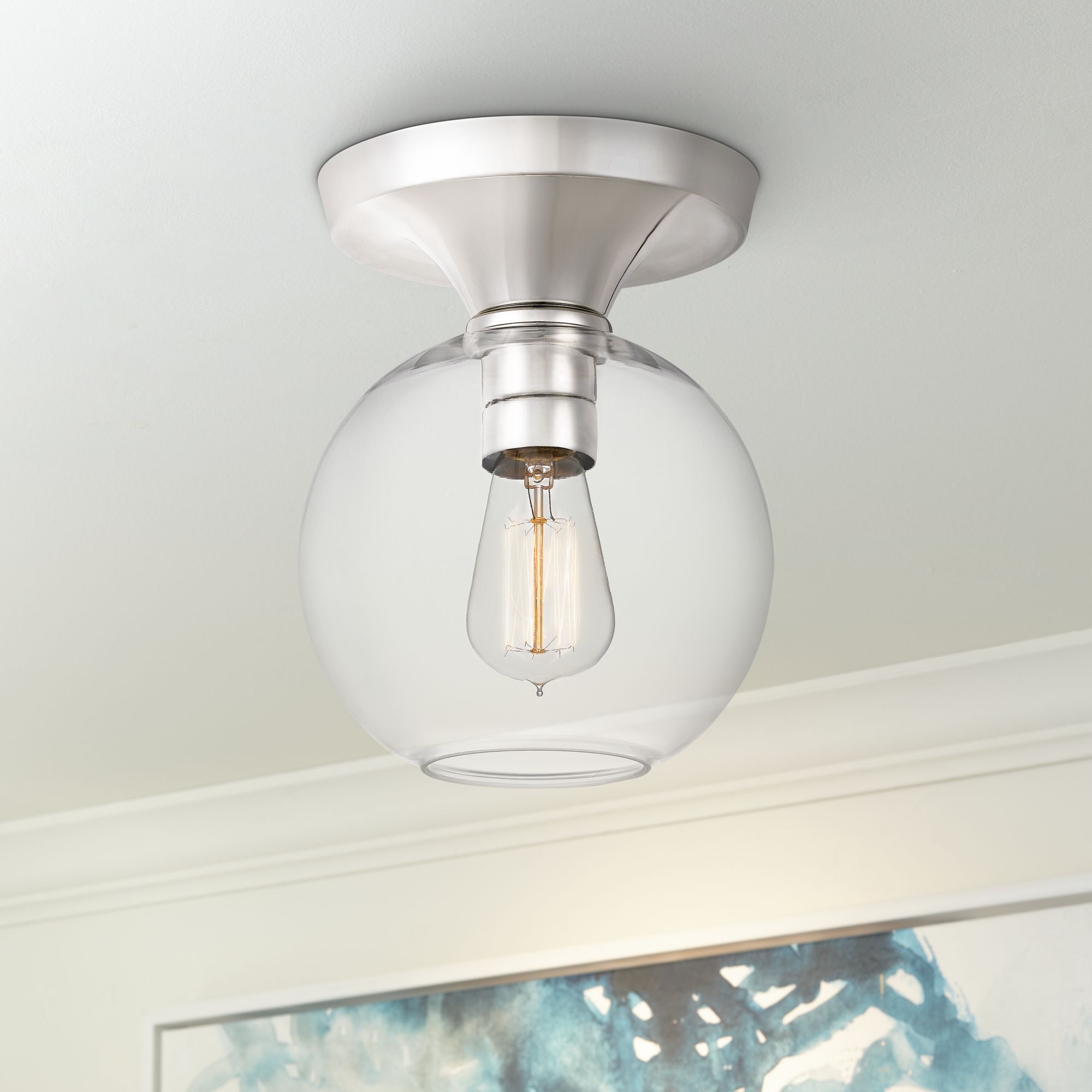 Quoizel Hawley 7 3/4" Wide Polished Nickel Ceiling Light