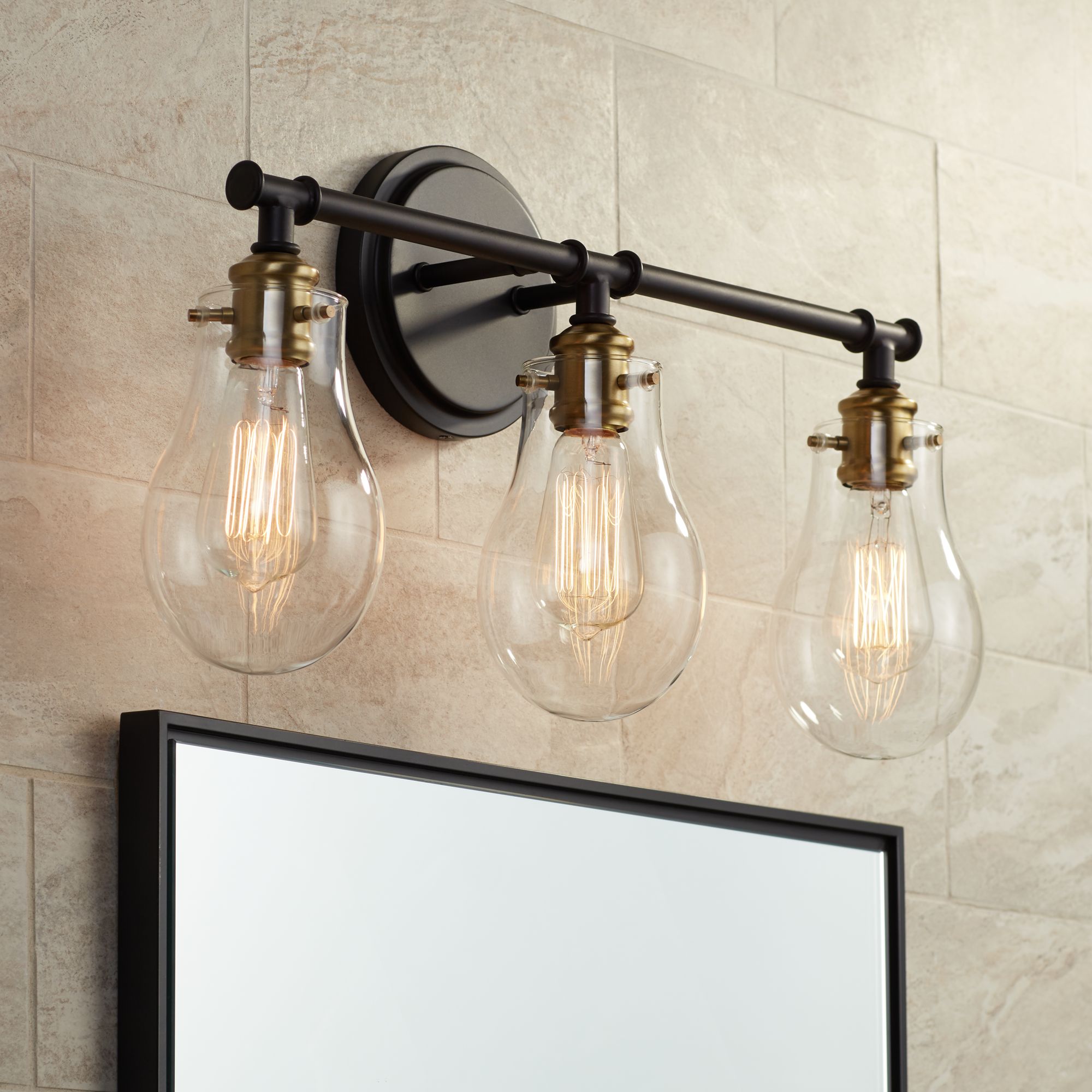 Possini Euro Simran 22"W Bronze and Brass 3-Light Bath Light