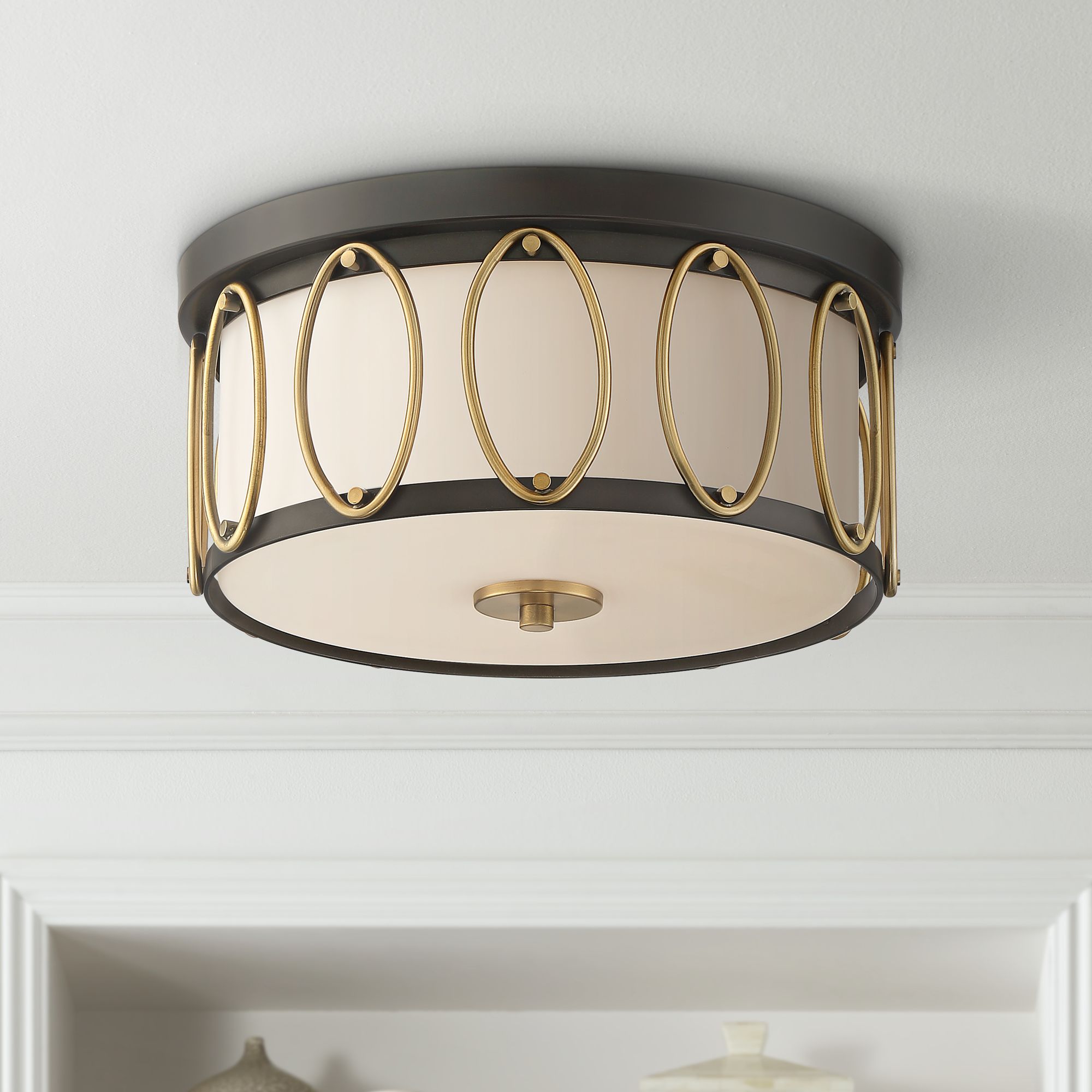 Possini Euro Bridger 13 1/2"W Bronze and Brass Ceiling Light