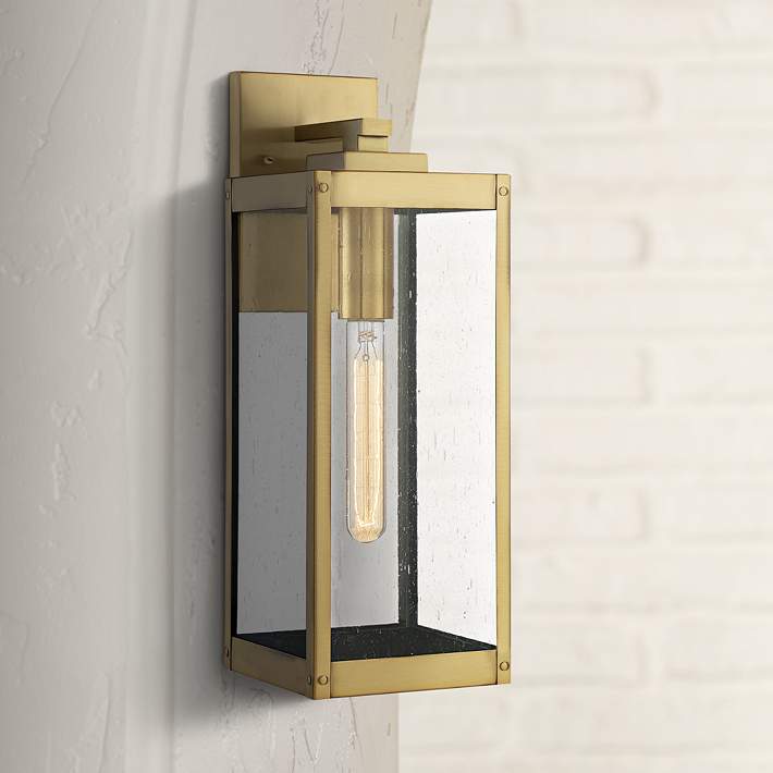 High Antique Brass Outdoor Wall Light, Brass Outdoor Lighting Fixtures