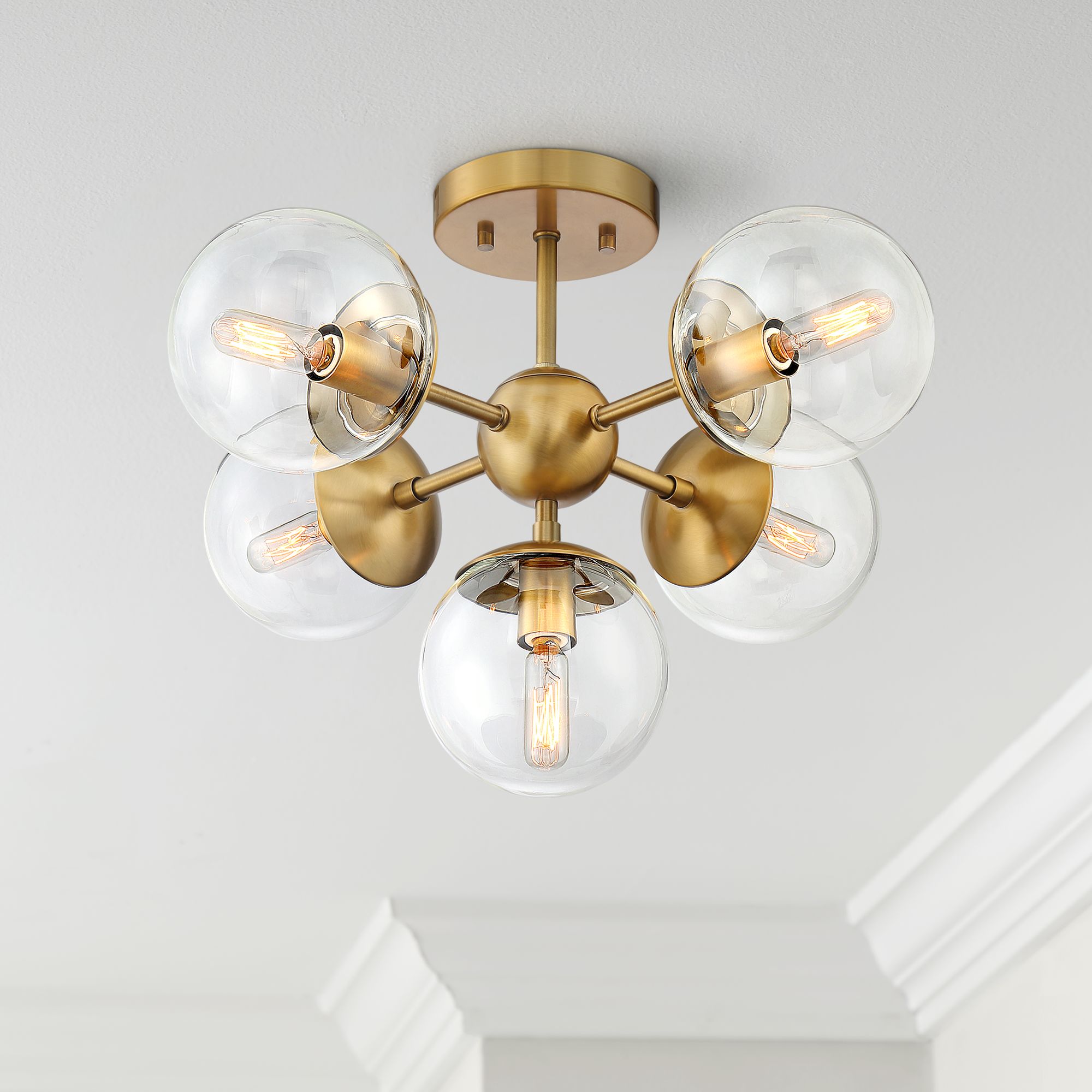 Possini Euro Medhi 19 3/4"W 5-Light Warm Brass Ceiling Light