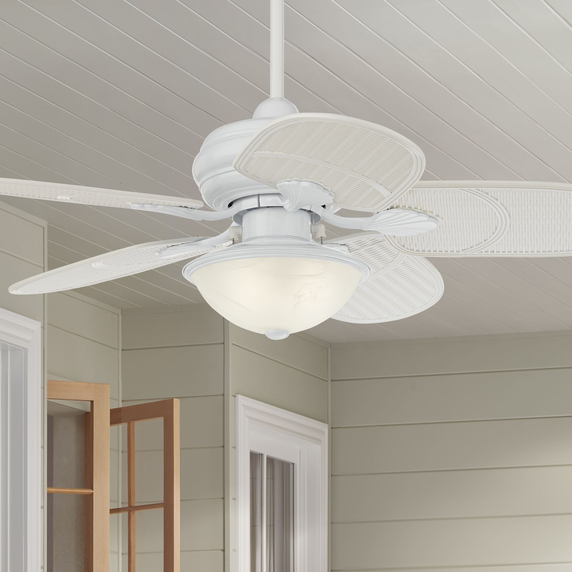 42" Casa Vieja Tropical White Outdoor LED Ceiling Fan