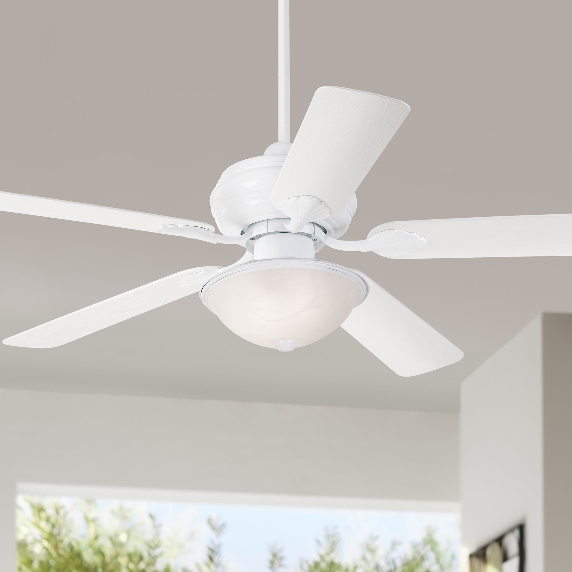 52" Casa Vieja White Finish Outdoor LED Ceiling Fan