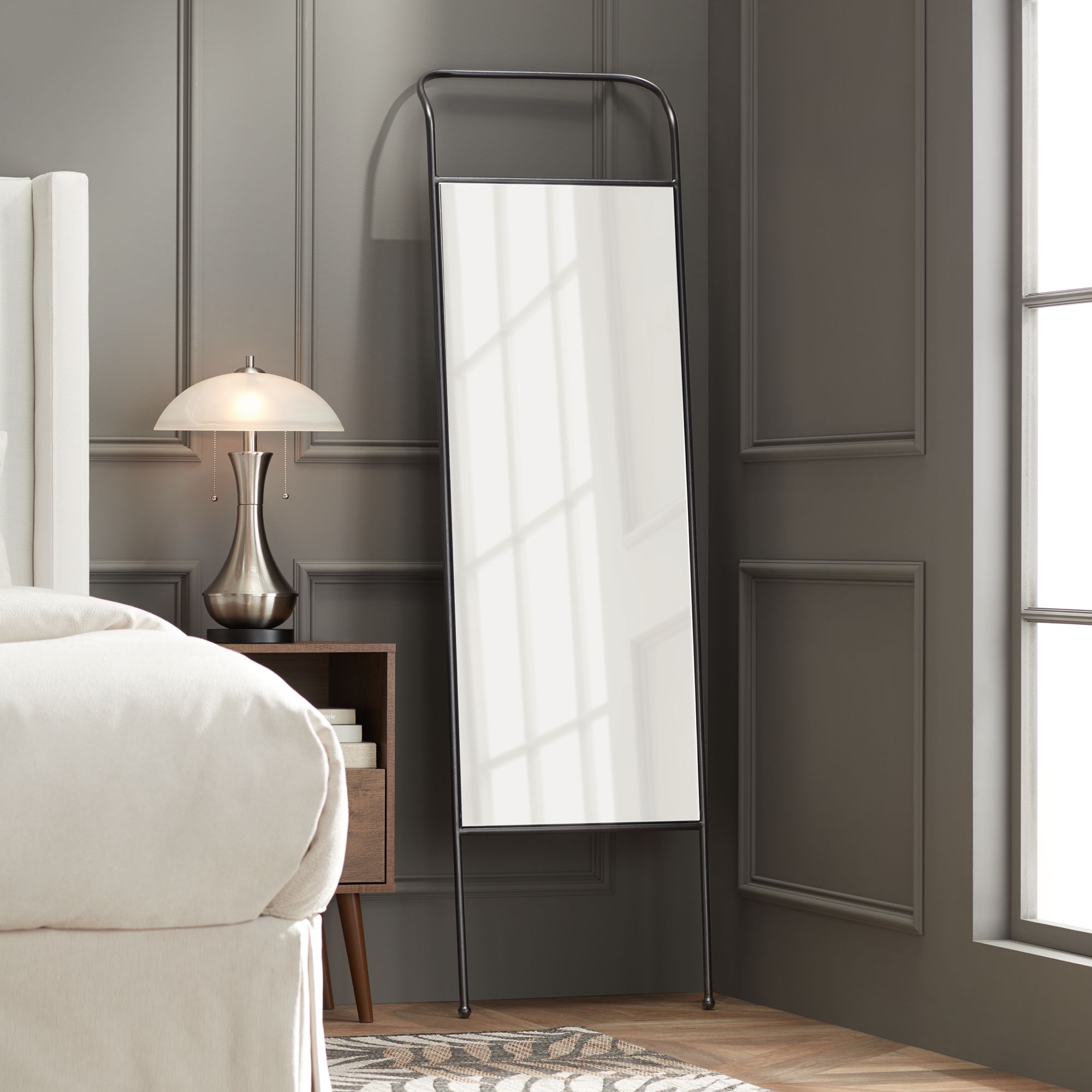 Dalby Black 19 3/4" x 71" Rectangular Floor Mirror