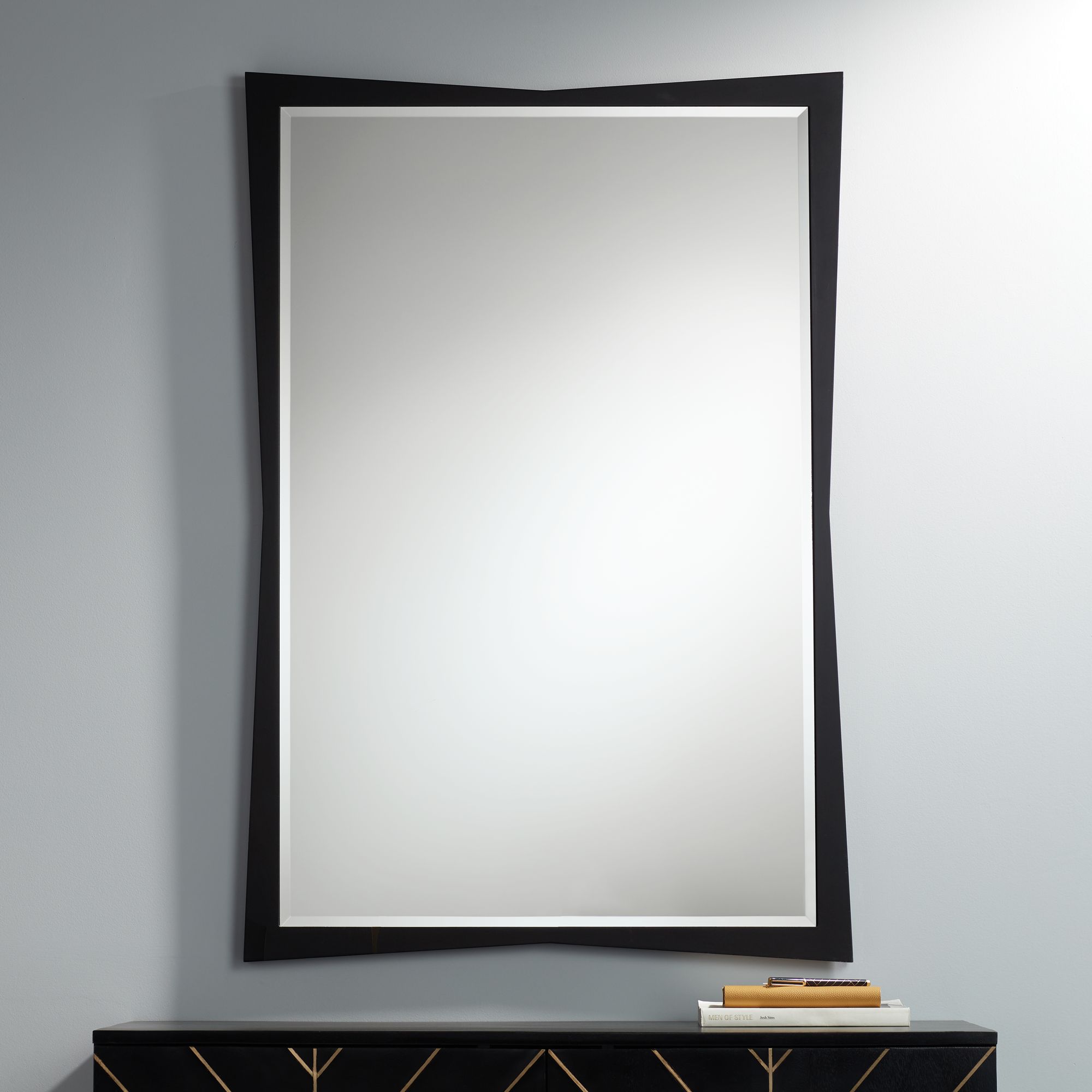 Liliana Black 30 3/4" x 45" Geometric Wall Mirror