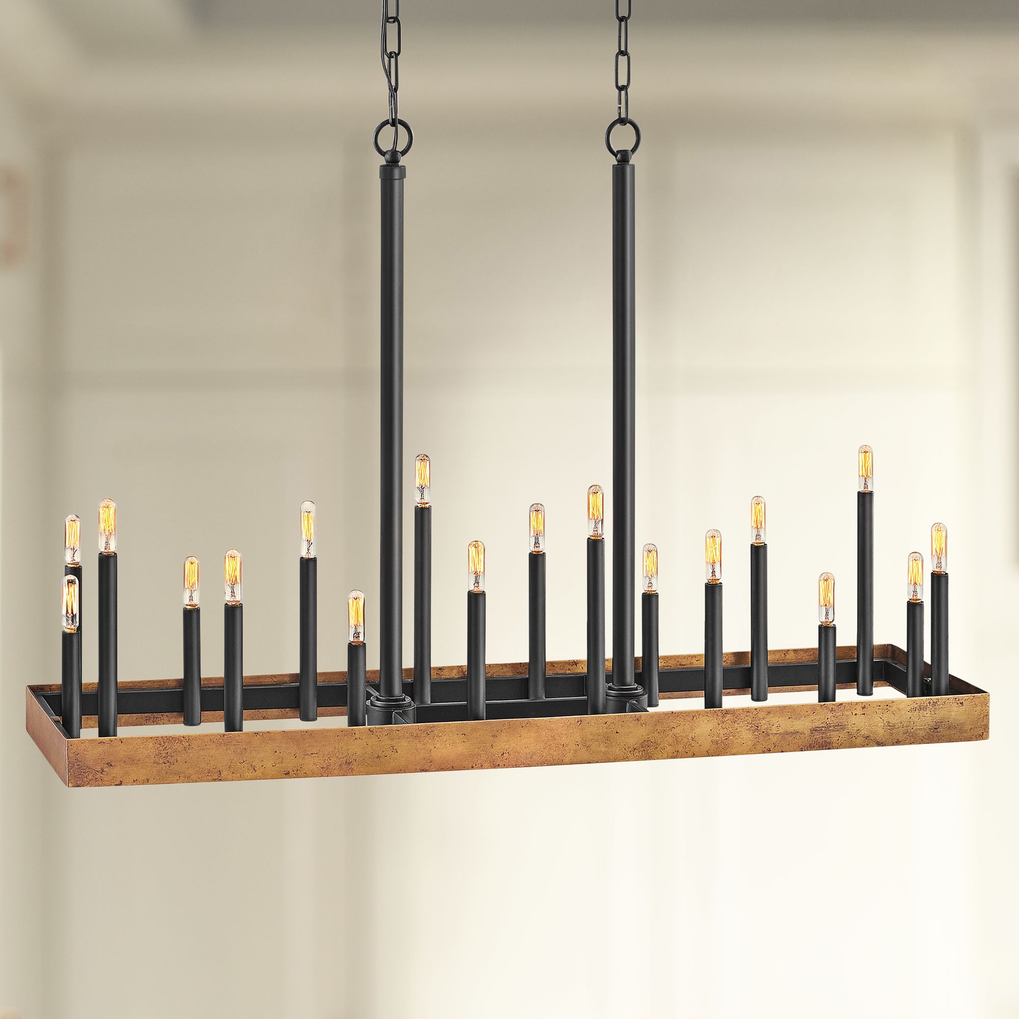 Wells 45 1/4"W Brass Black Kitchen Island Light Chandelier