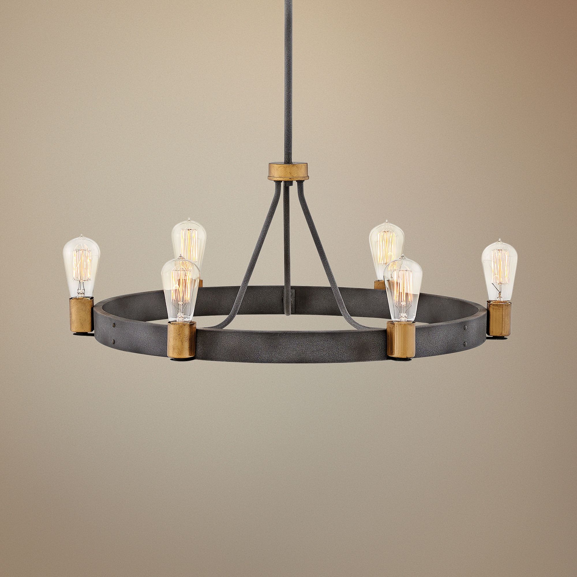 Hinkley Silas 28 3/4" Wide Aged Zinc 6-Light Chandelier