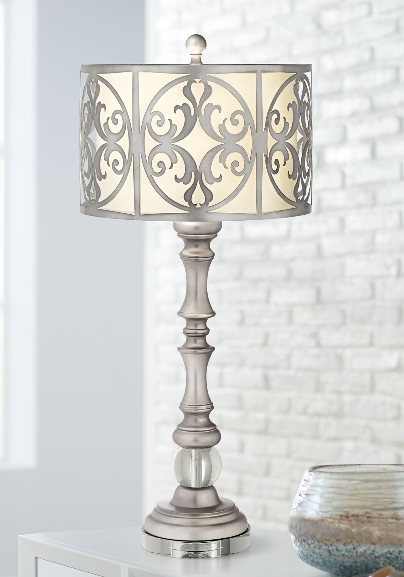 Vernon Gun Metal Candlestick Table Lamp
