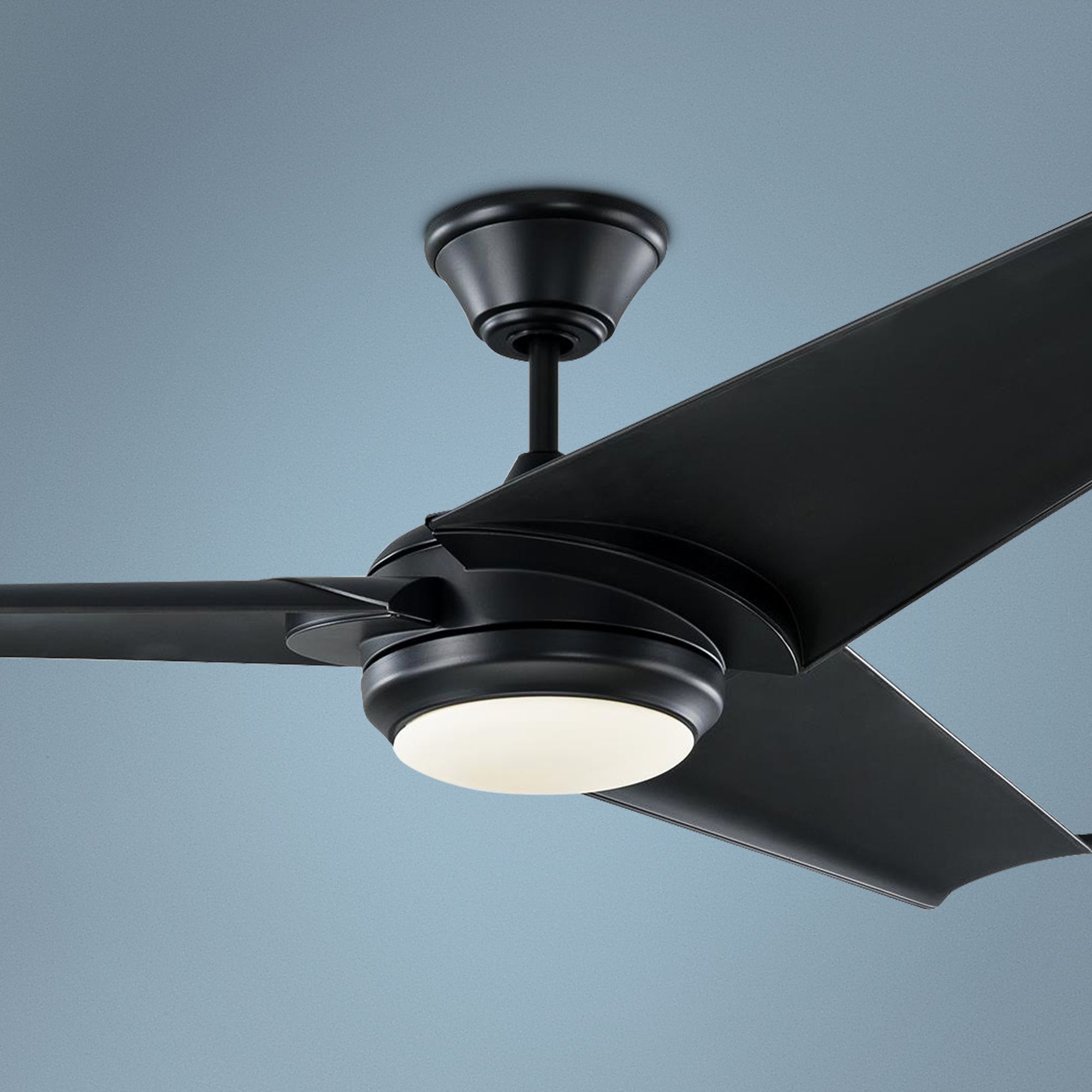 60" Monte Carlo Orville Matte Black LED Damp Ceiling Fan