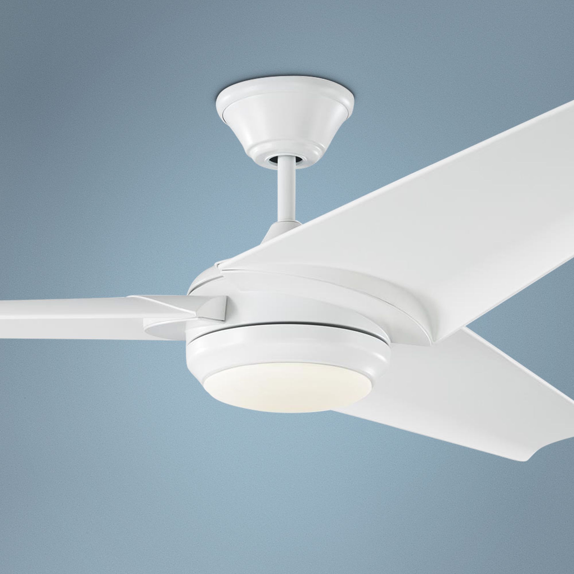60" Monte Carlo Orville Matte White LED Damp Ceiling Fan